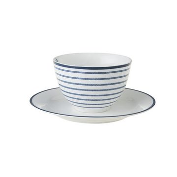 LAURA ASHLEY Tasse Cappuccino Tasse und Untertasse Blueprint Candy Stripe (2-teilig)