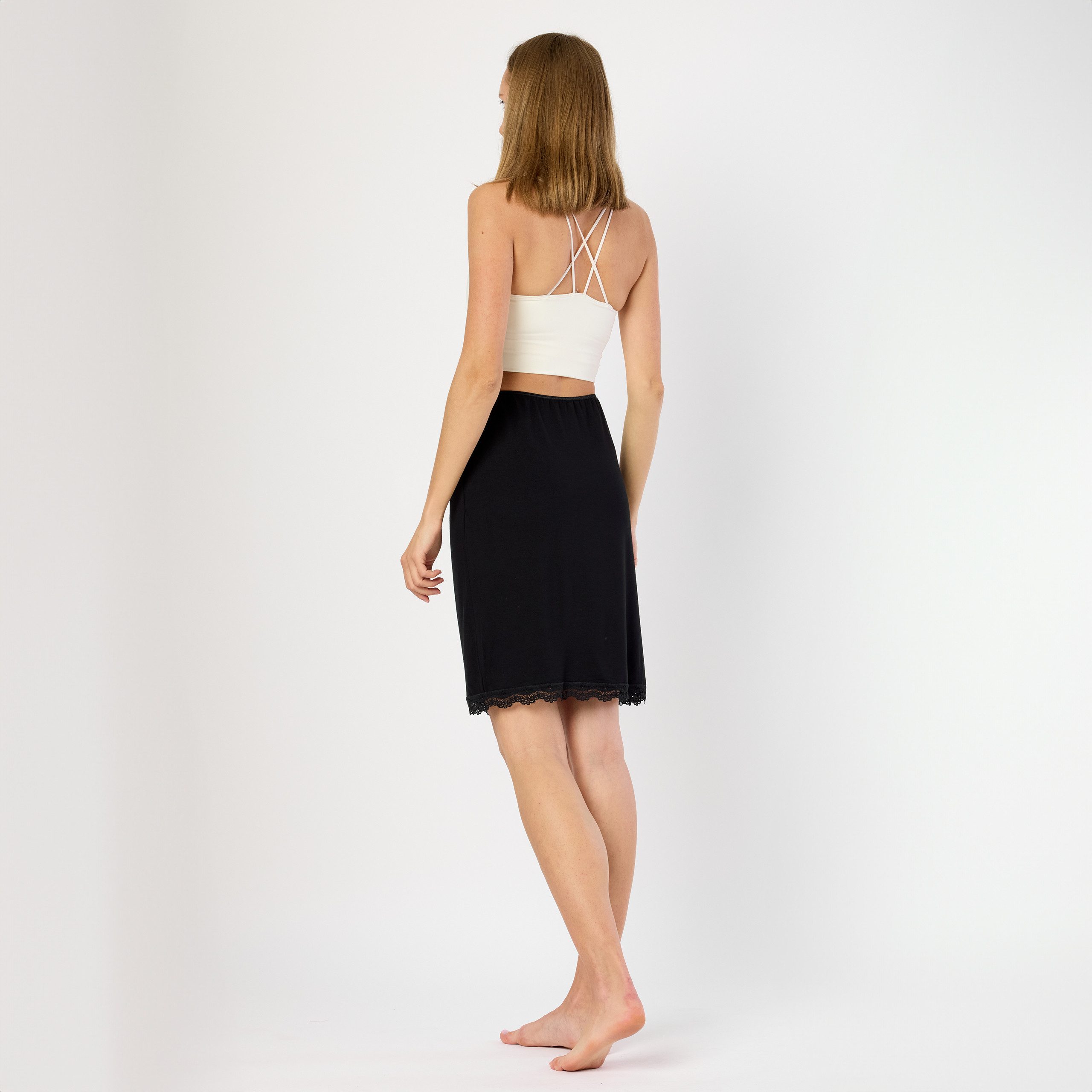 Bellivalini Unterrock Damen kurz aus Viskose BLV50-176 (1-tlg) mit Spitze