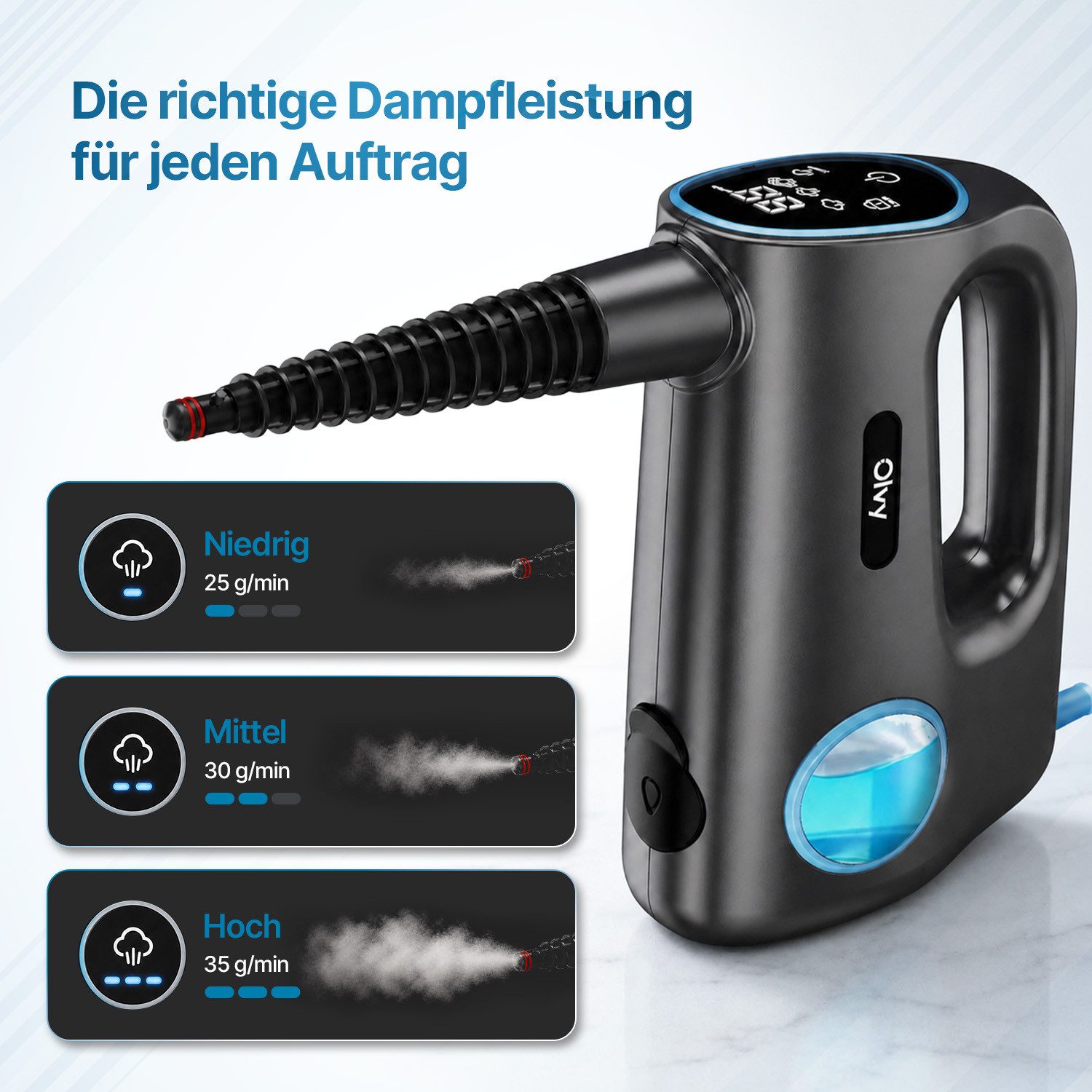 Olvy Handdampfreiniger Olvy 14-in-1 Dampfreiniger mit Wischfunktion und Touchscreen