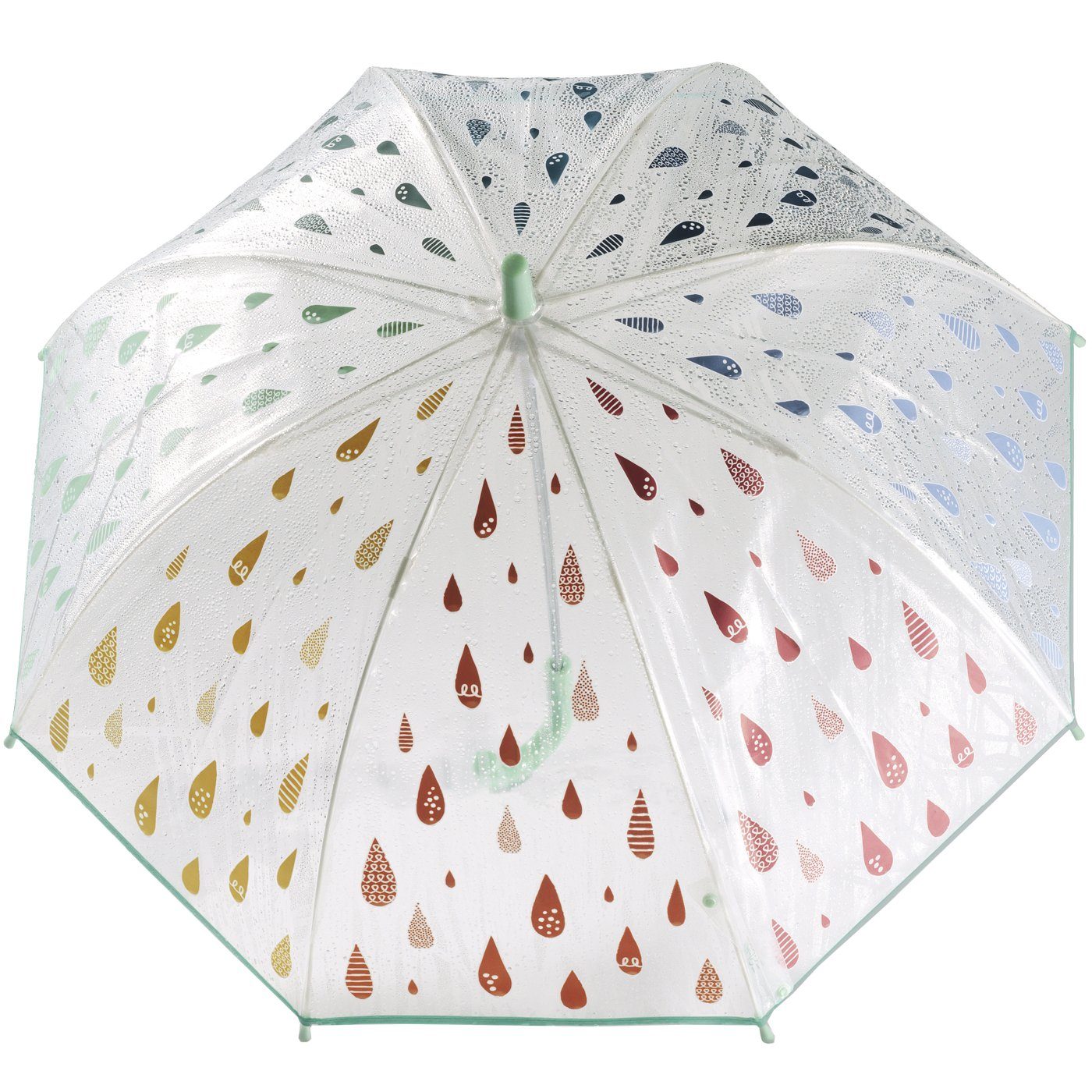 Regen Glockenschirm Stockregenschirm transparenter für Esprit Tropfen Kinder, färben bunt bei sich die