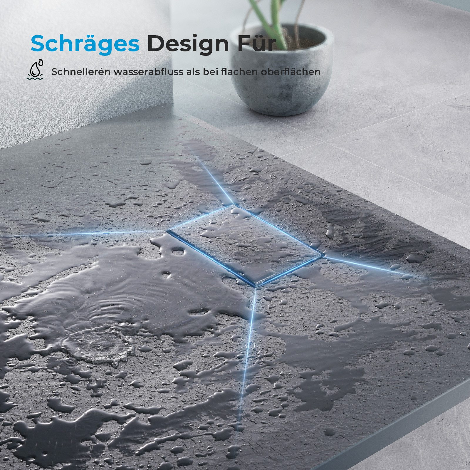 MEYKOERS Duschwanne SMC Duschtasse rutschhemmend,Eckduschwanne 80 × 80/90 × 90/120 × 90 cm, Quadratisch, Eckduschwanne 90×90, Quadratisch
