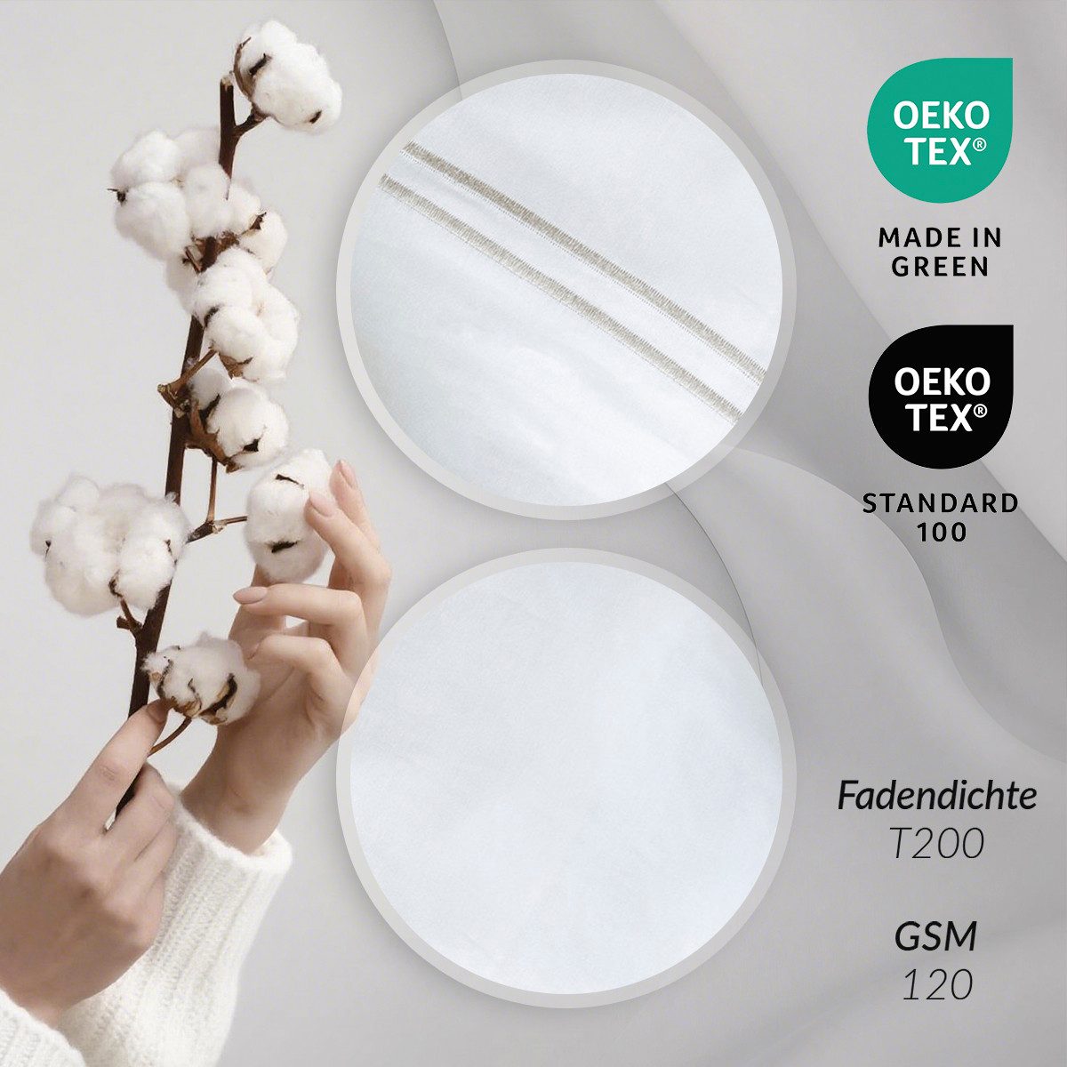 Pure cottom Bettwäsche Baumwoll-Satin Bettwäsche taupe/weiß, günstig online kaufen