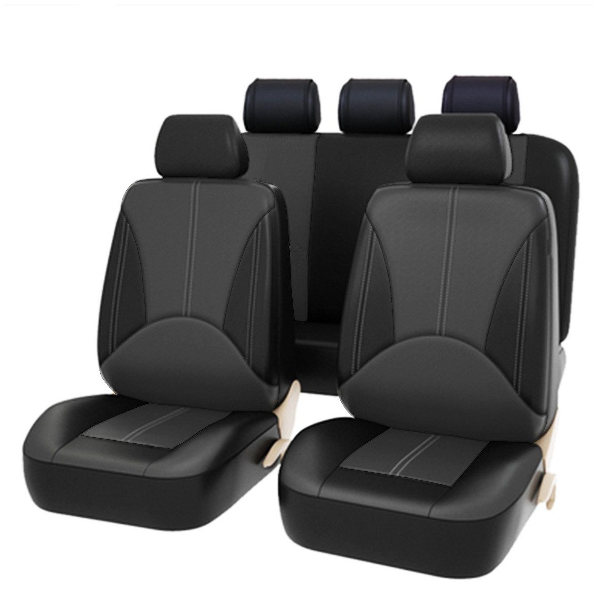 GarveeMore Autositzbezug Autositzbezüge Kunstleder Universal 5-Sitzer für alle Jahreszeiten