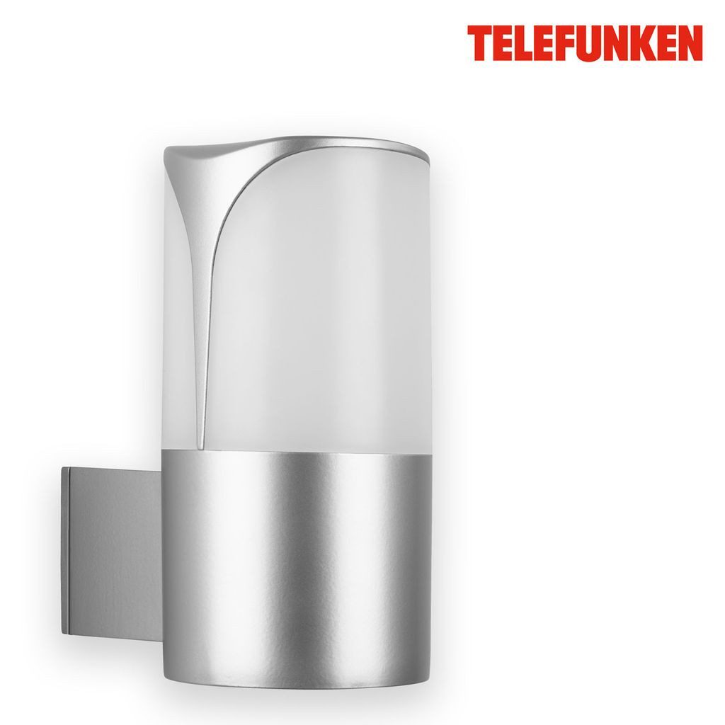 Telefunken Außen-Wandleuchte 320304TF, ohne Leuchtmittel, 2700K - Extra-Warmweiß, Wand Außenleuchte IP44 silber E27 Fassung