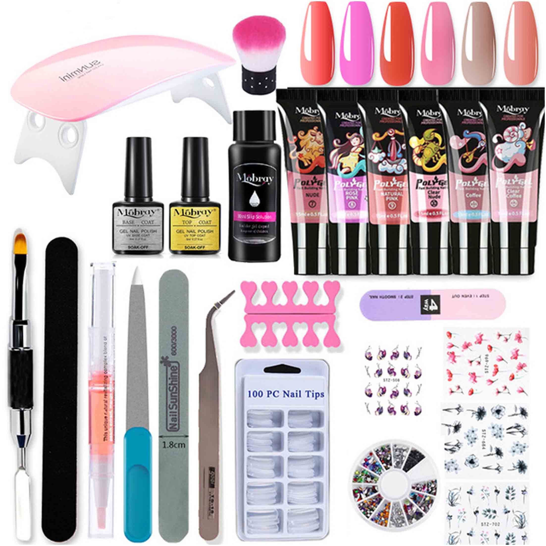 KINSI Lichthärtungsgerät Verlängerungsgel-Nagelwerkzeug-Set 6 Farben, UV-Lampe inklusive, Gel-Nagellack DIY Nail Art Starter Nagelsalon Gel-Lack UV