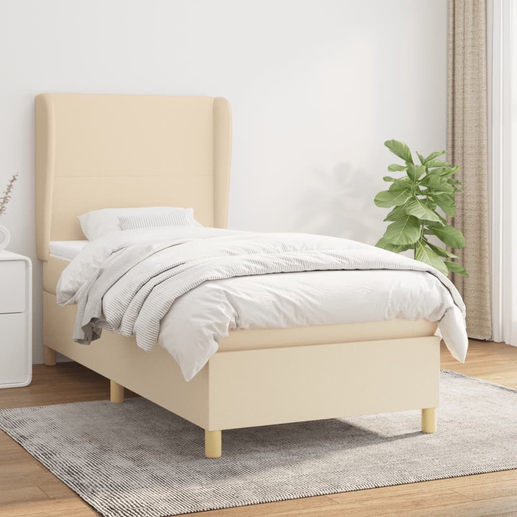 vidaXL Boxspringbett Boxspringbett mit Matratze Creme 90x200 cm Stoff Bett günstig online kaufen