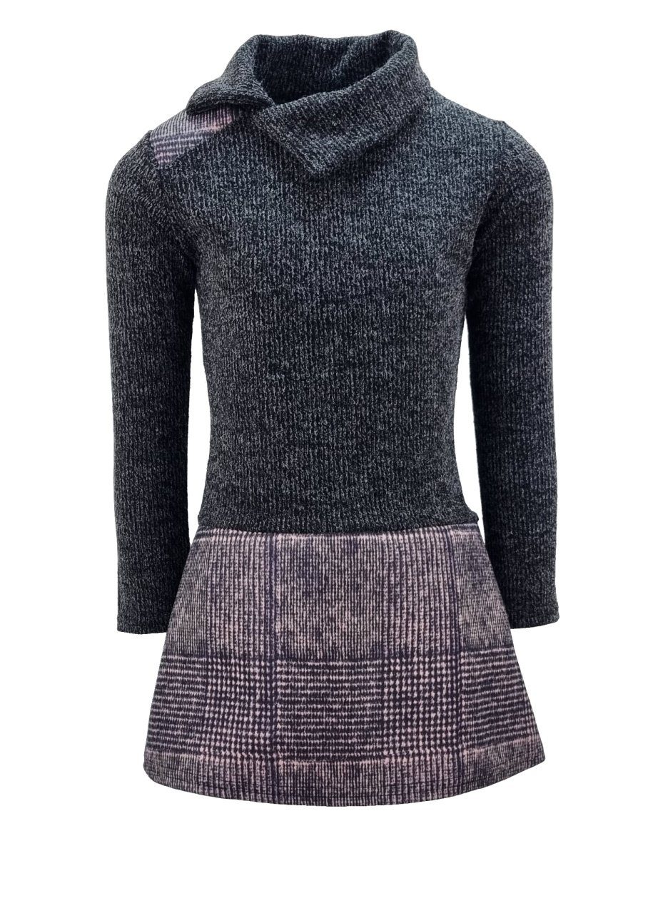 K36 Winterkleid Mädchen Girls Fashion Kleid Strickkleid A-Linien-Kleid Grau