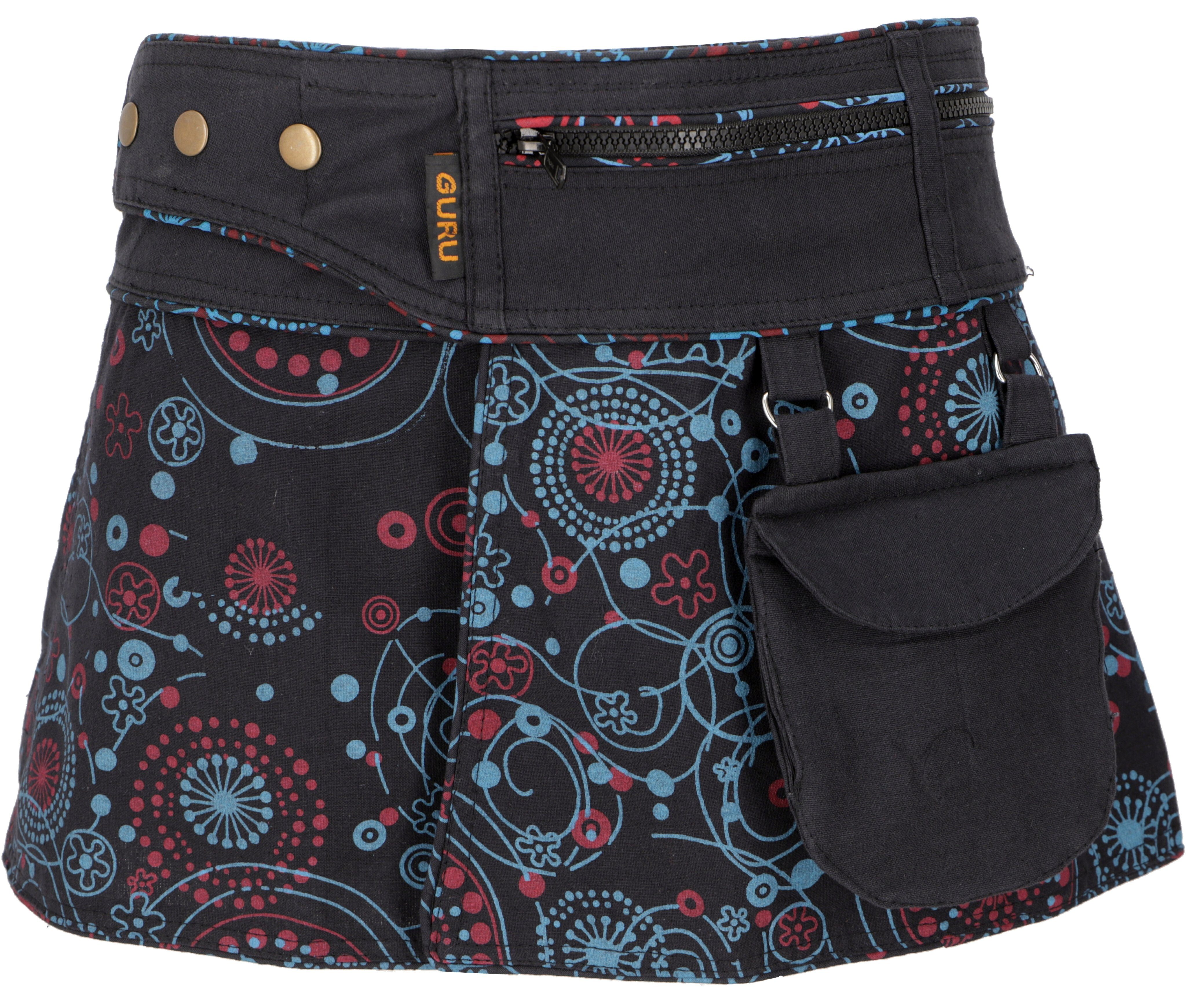 Guru-Shop Minirock Wickelrock, Cacheur, Sidebag, Minirock - schwarz alternative Bekleidung