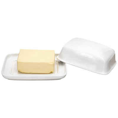 MamboCat Butterdose Bärbel Butterdose mit Deckel weiß rechteckig für 250g Porzellan, Porzellan