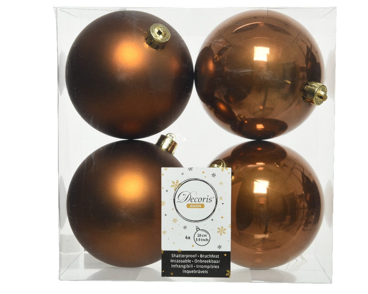 Kaemingk Weihnachtsbaumkugel, Weihnachtskugeln Kunststoff 10cm 4er Set - Zimt