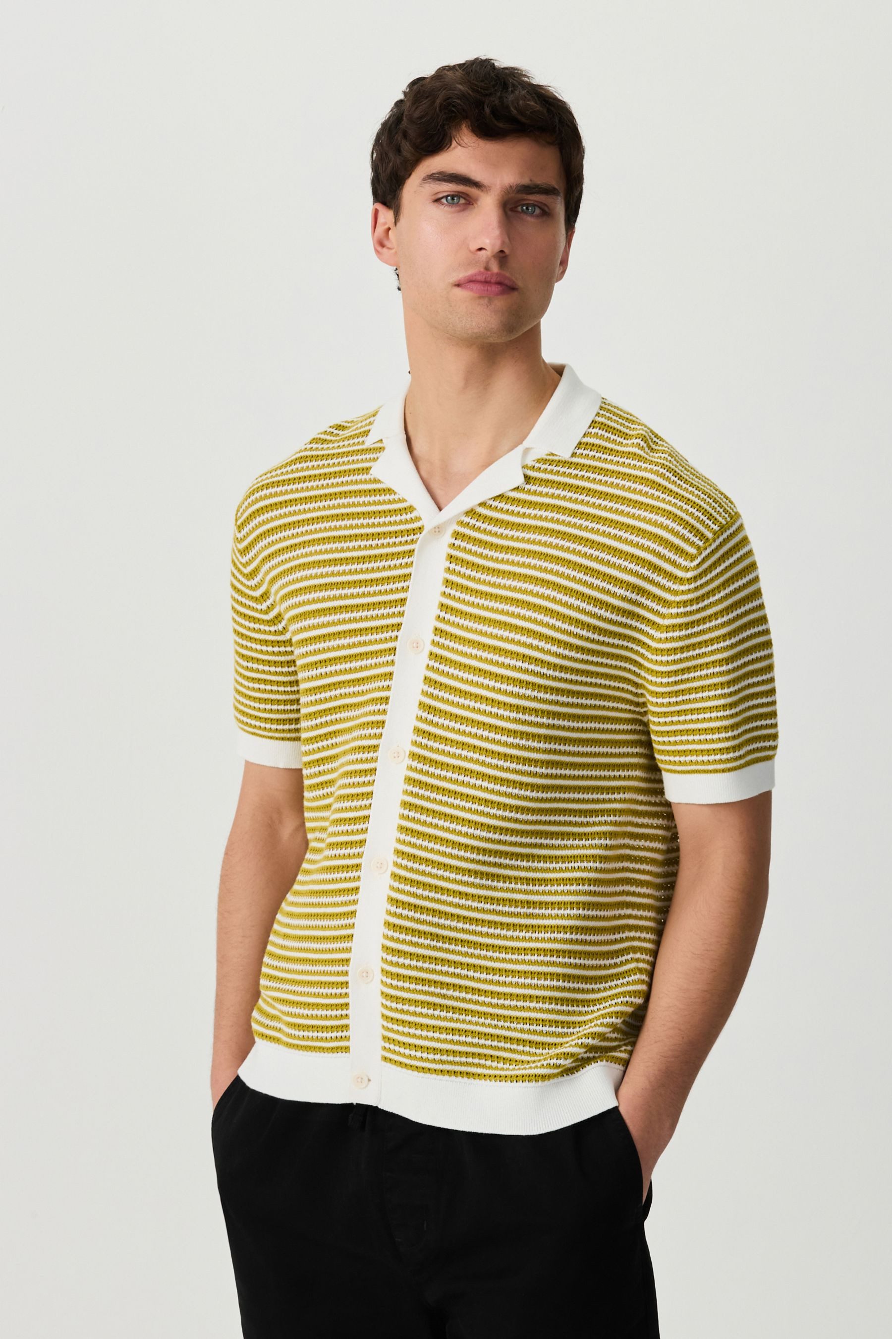 Next Poloshirt Relaxed Fit Kurzarm-Poloshemd mit Streifen (1-tlg)