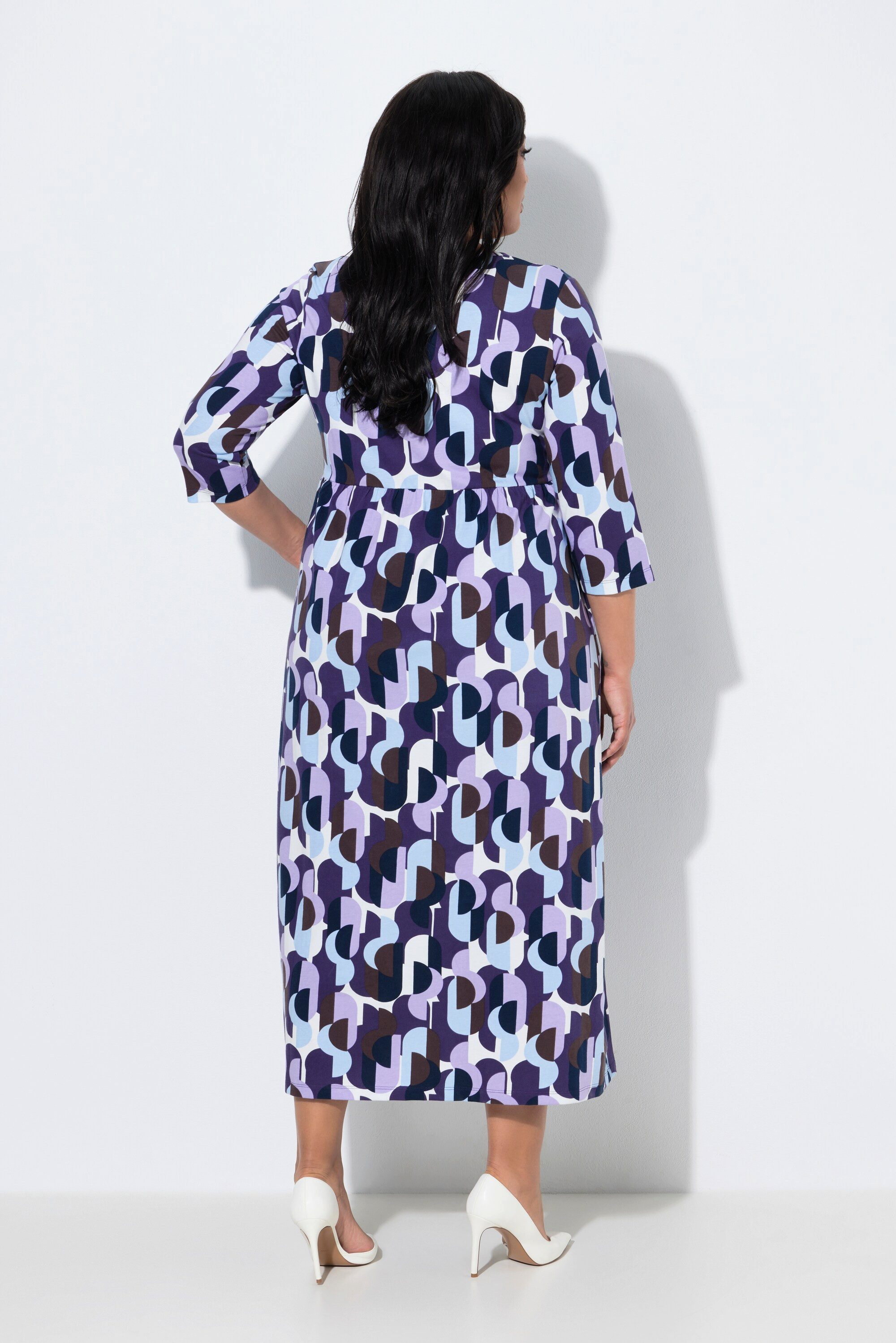 Ulla Popken Maxikleid Maxikleid grafischer Druck Carré-Ausschnitt