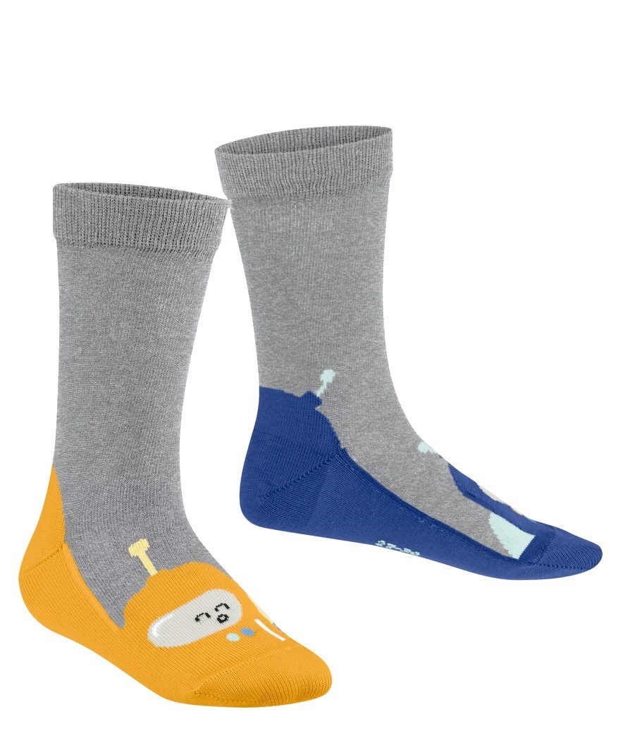 FALKE Socken Tagessocke Bubble Robots (hautschmeichelnde Baumwolle) hellgrau Kinder