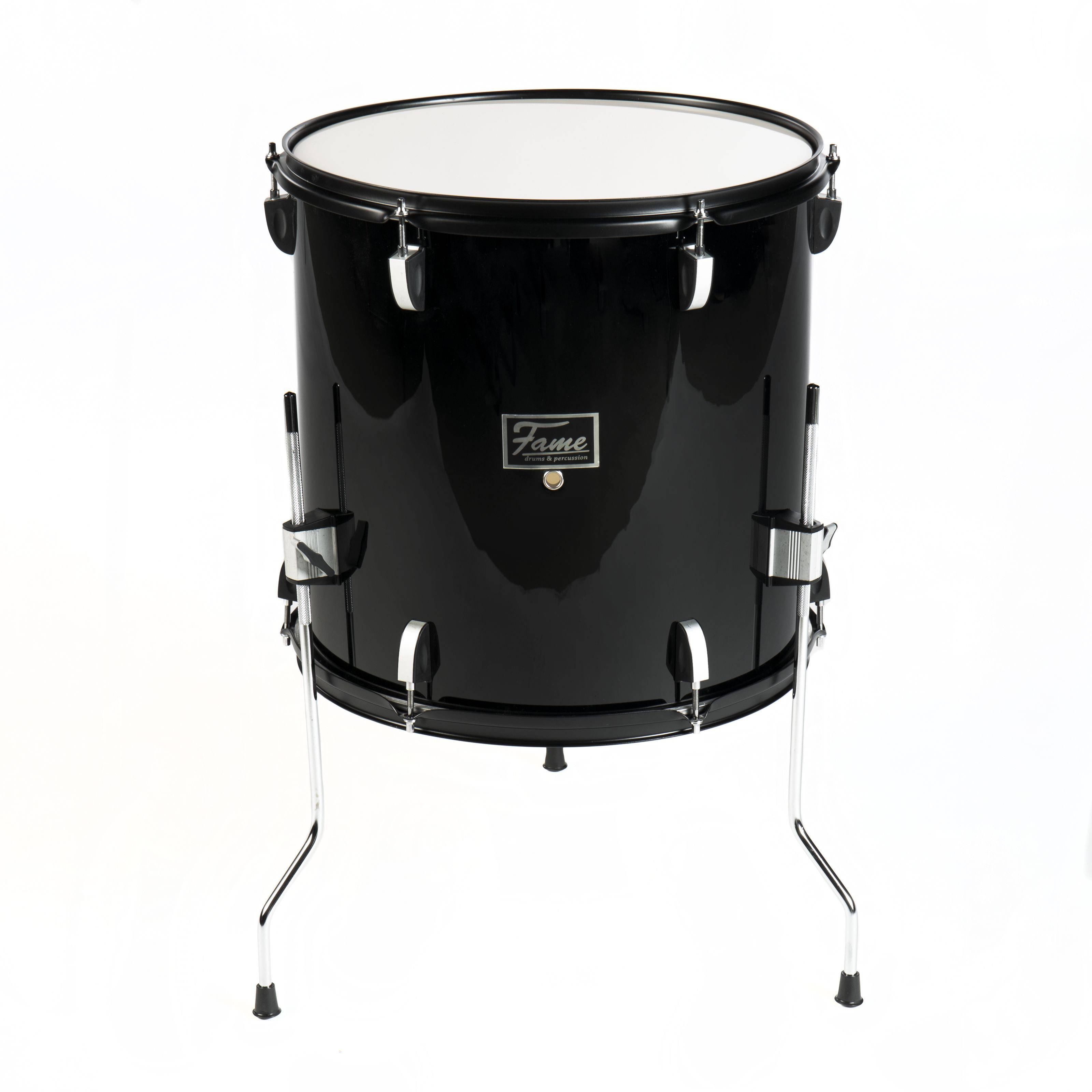 FAME Floor Tom,First Step Floor Tom 16"x16" Hochwertiges Einsteiger-Trommelset Mischholz Piano Black Robuste Stahlspannreifen Inklusive Floor Tom Legs Akkurate Stimmbarkeit Modernes Design Ideal für Anfänger, Schlagzeuge, Floor Toms, First Step Floor Tom, Einsteiger-Trommelset, Mischholz, Piano Black