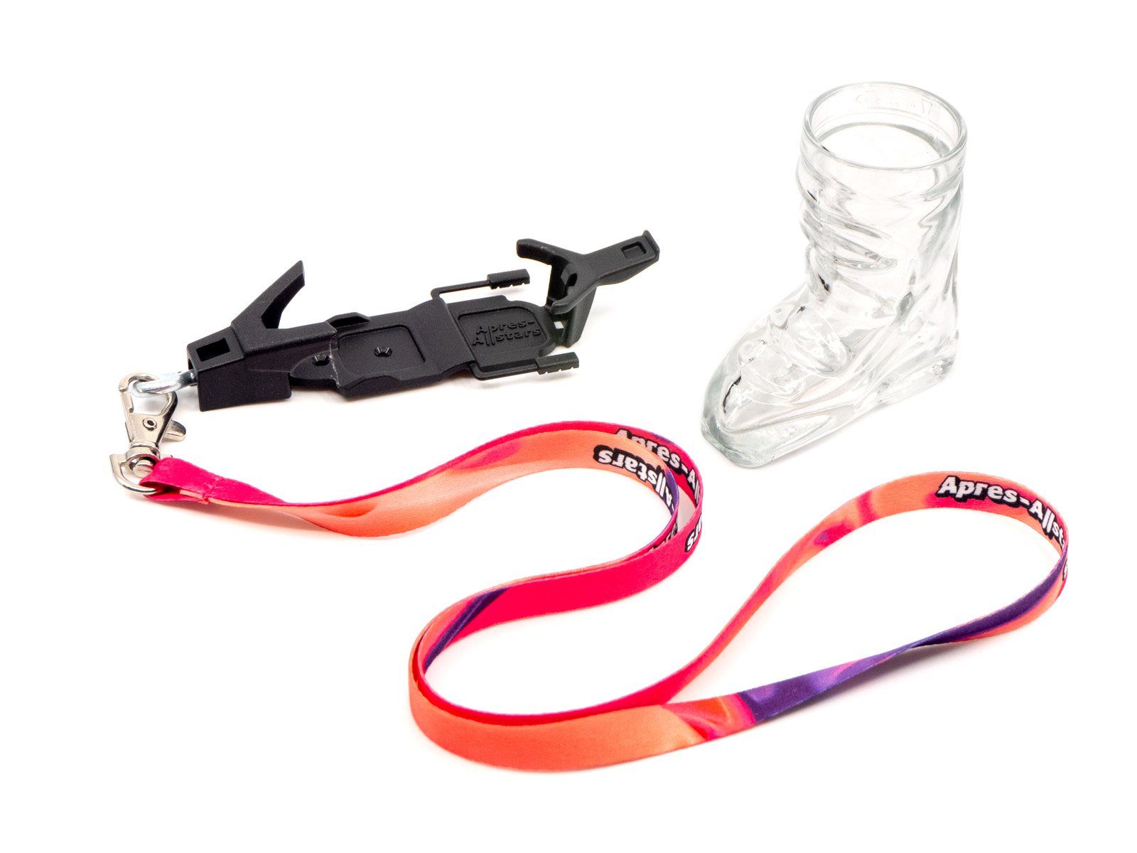 Deggelbam Schnapsglas Skigläser 4cl - Schnapsglas in Skiform - Apres Ski Party, Skiglas mit Bindung und Lanyard, Hergestellt in Deutschland