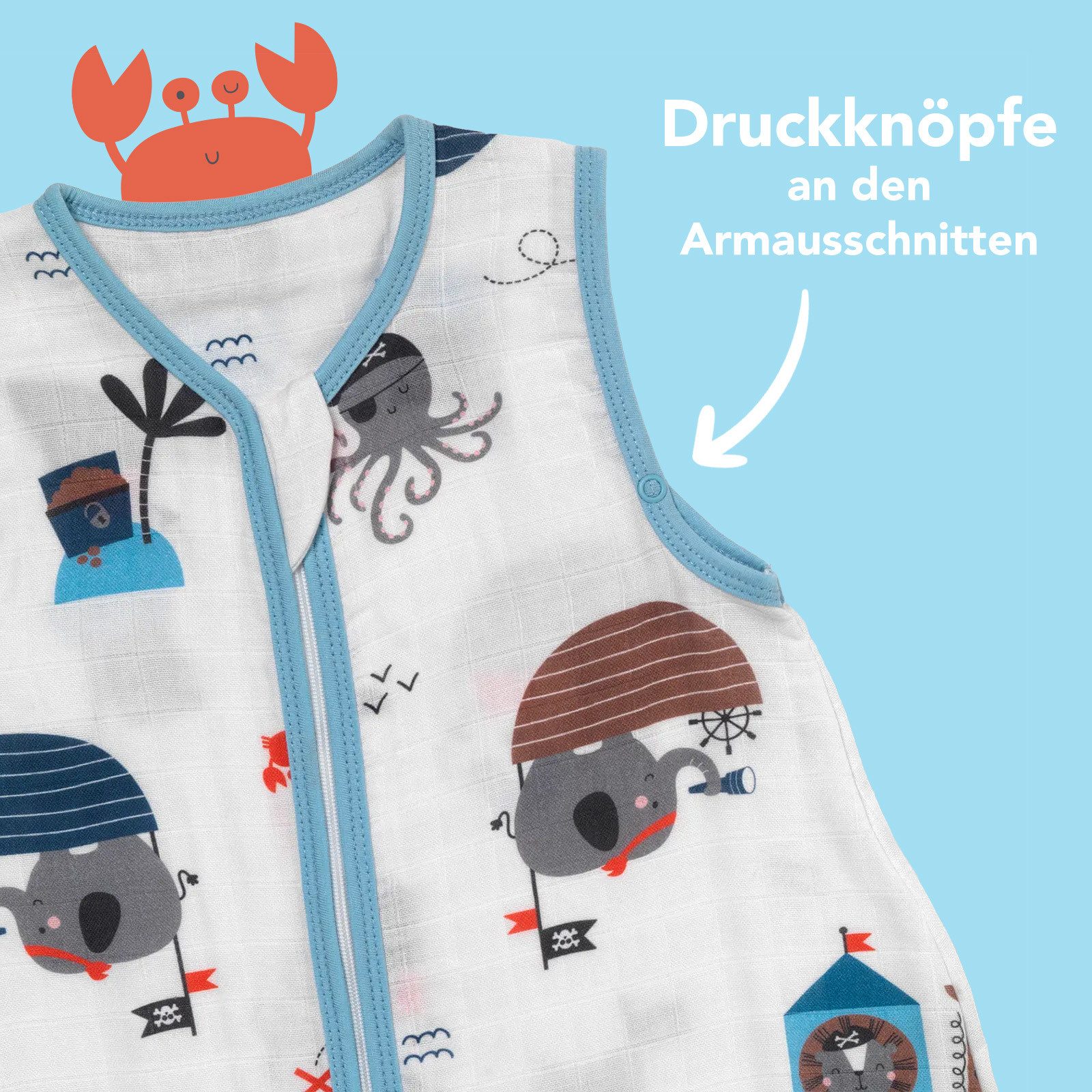 Schlummersack Kinderschlafsack Musselin Babyschlafsack, 0.5 Tog günstig online kaufen