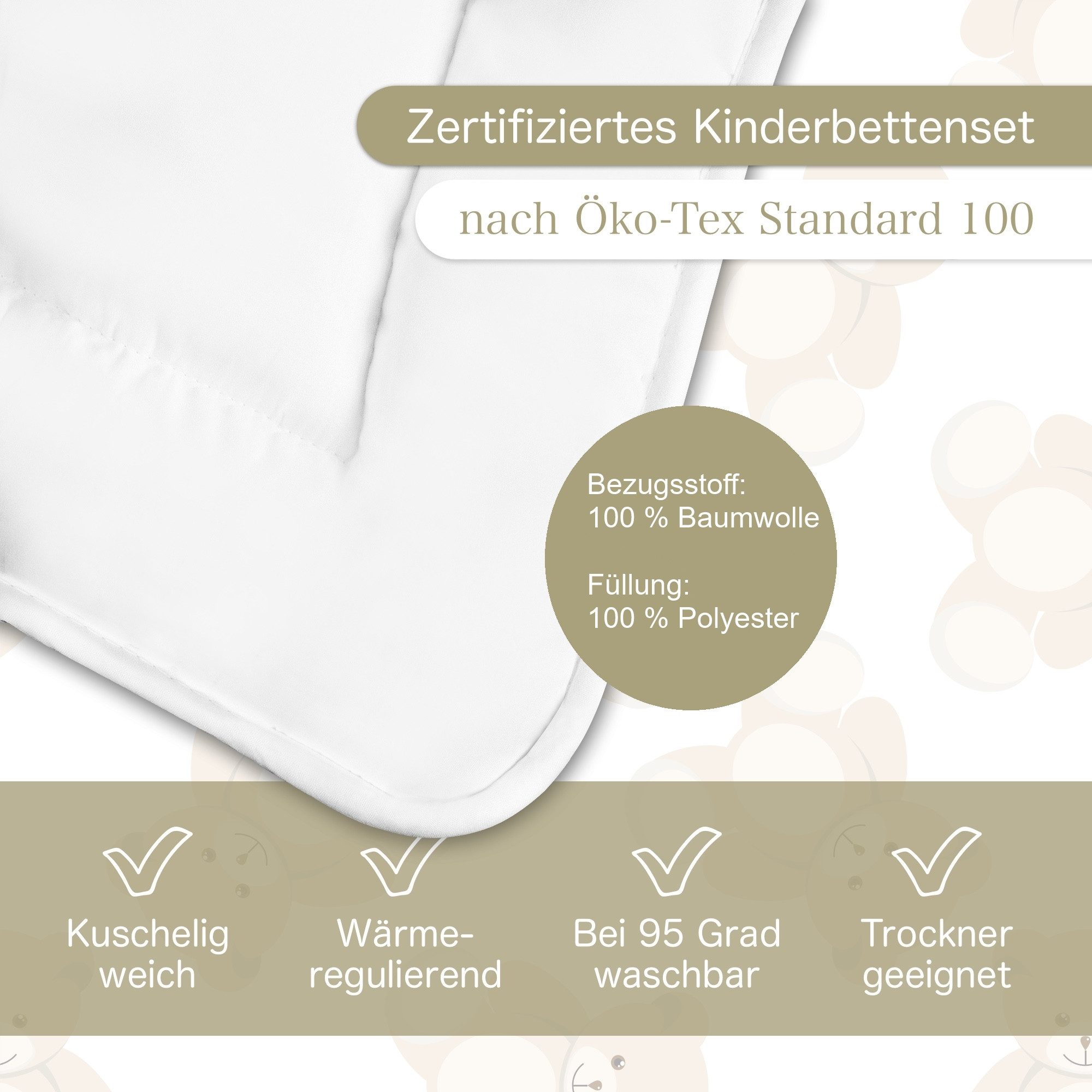 KiGATEX Babybettdecke - Set 100x135 cm – Ganzjahresdecke, mit Bärchensteppu günstig online kaufen