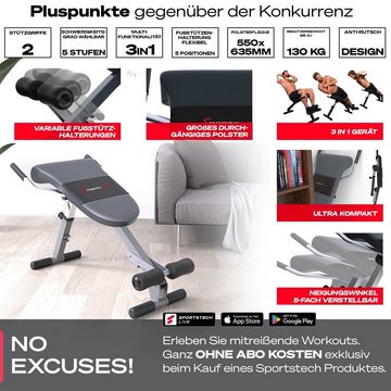 Sportstech Hantelbank BRT200, Gesund&Fit 6in1 Rückentrainer & Bauchtrainer