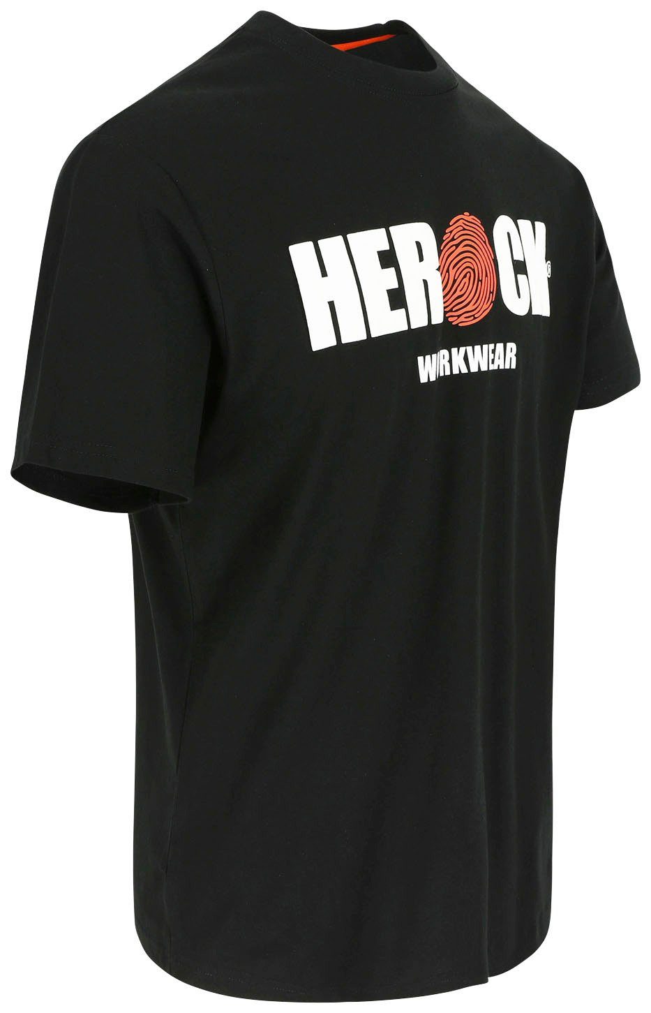 Rundhals, angenehmes Herock schwarz T-Shirt ENI Herock®-Aufdruck, Tragegefühl mit Baumwolle,