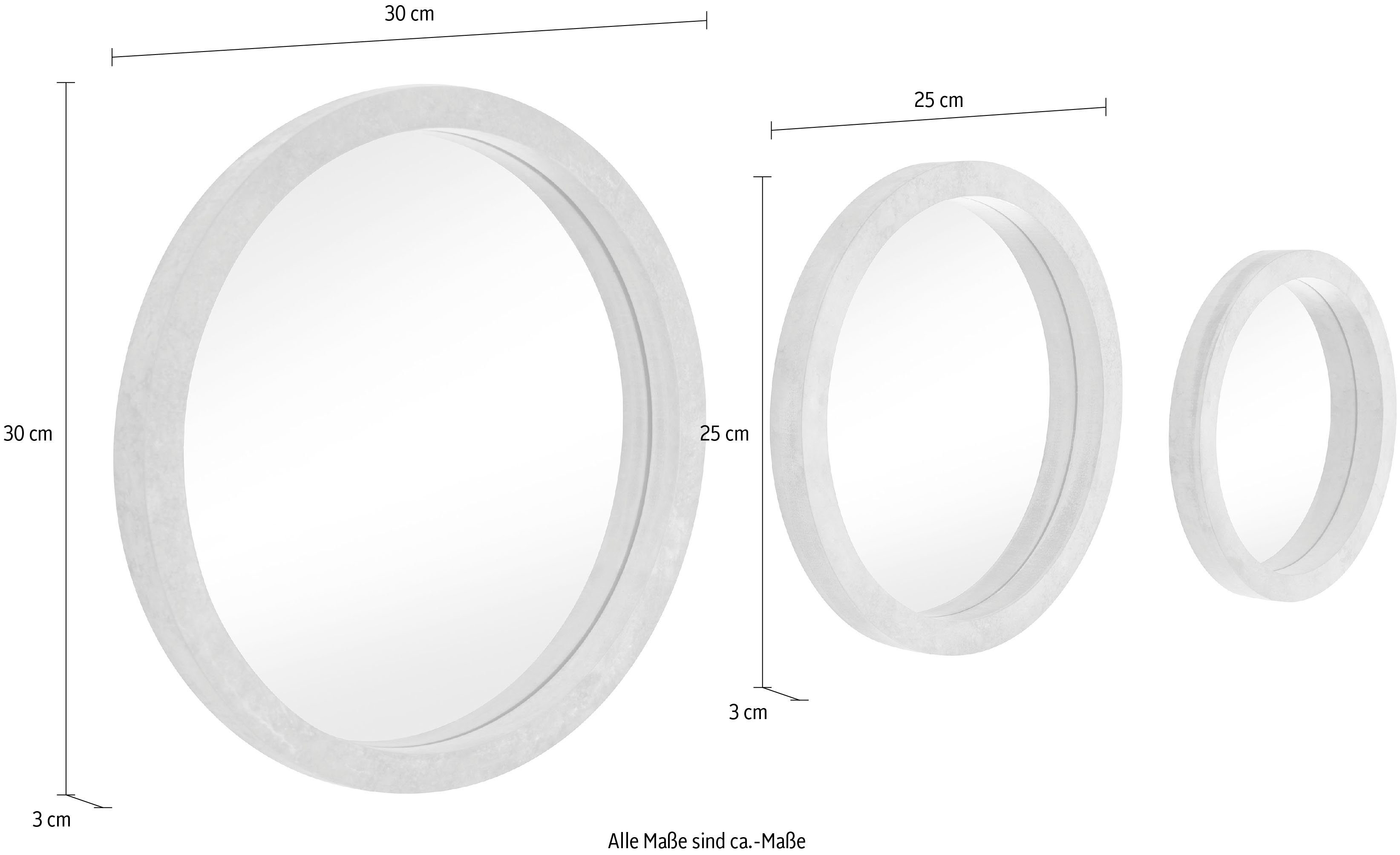Gercke verschiedene Dekospiegel Wandspiegel, LeGer Moana by (3-St), Home Lena Größen rund,
