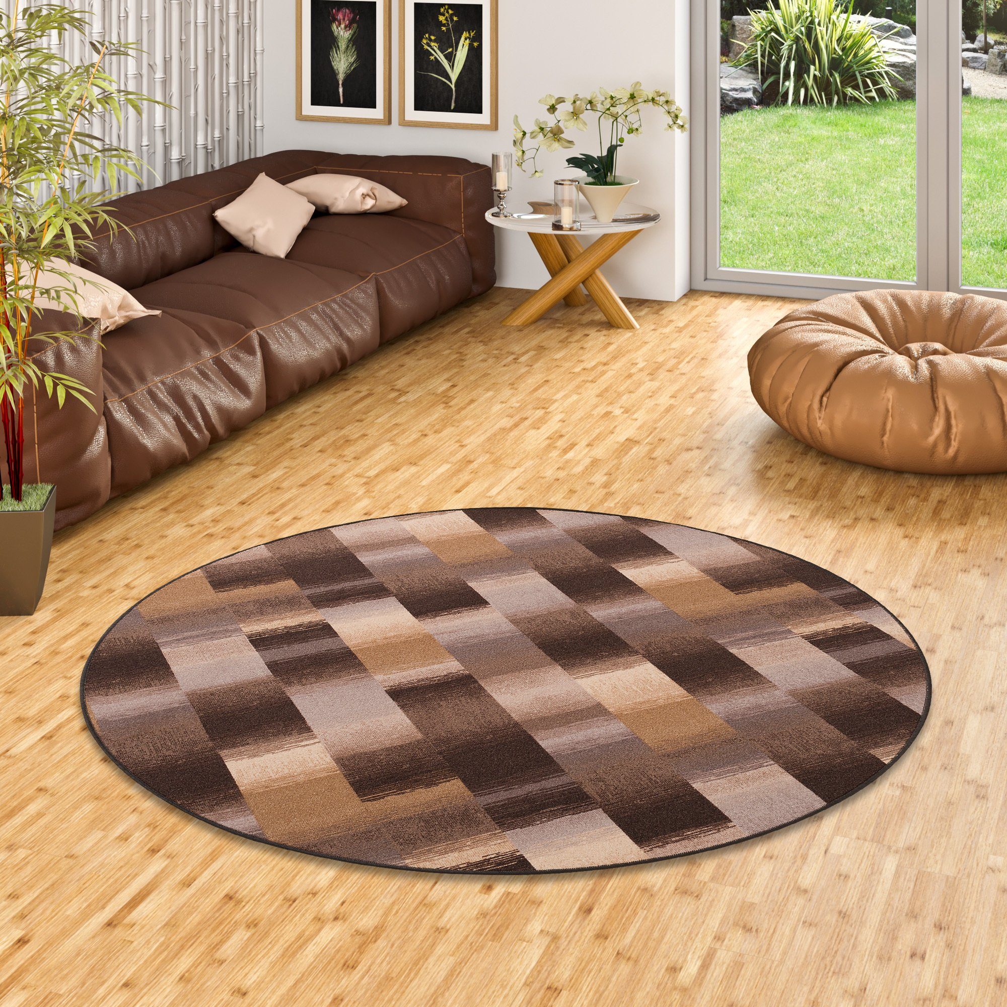 Designteppich Designer Velour Teppich Mystic Karo Rund