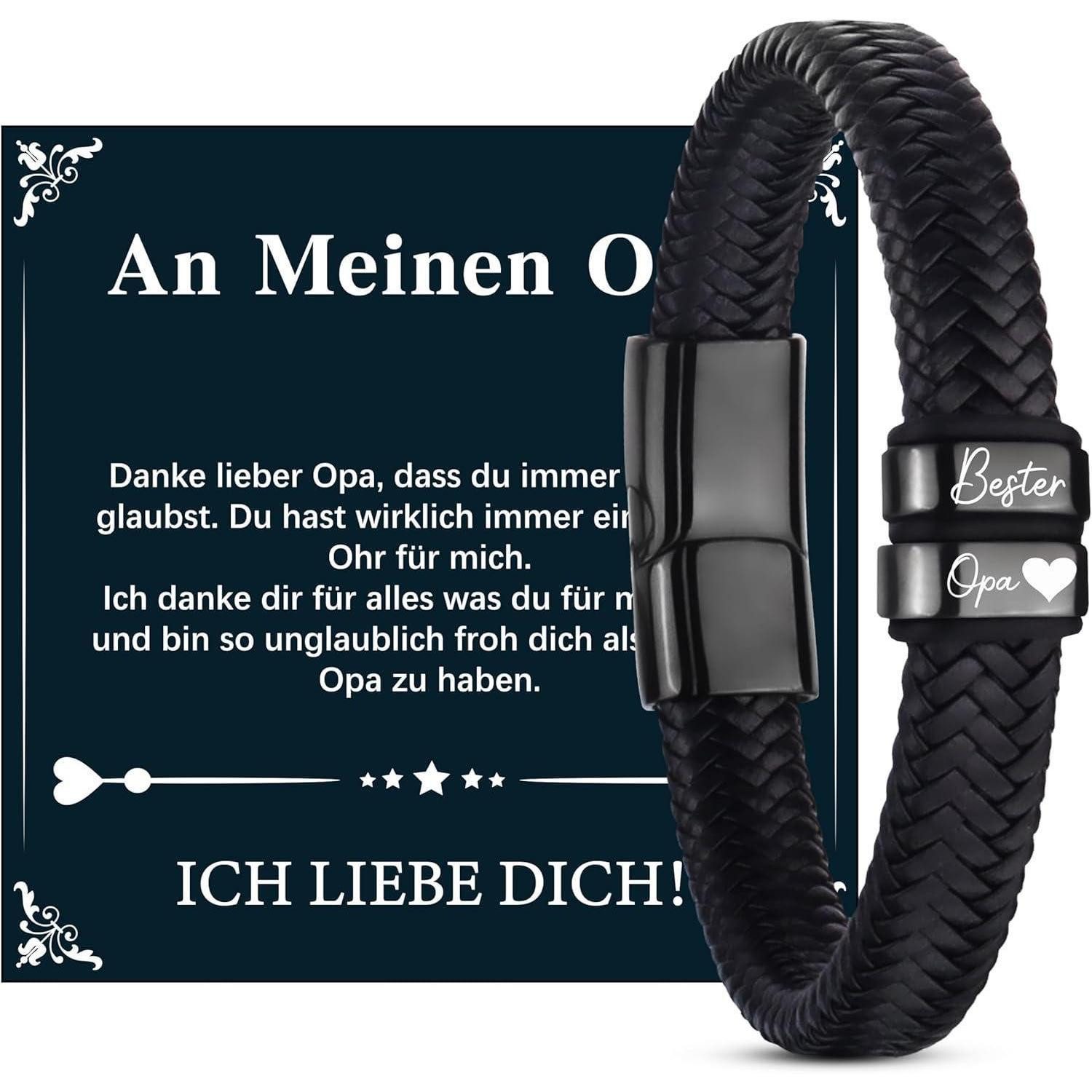 LuxusKollektion Lederarmband Lederarmband Herren Geschenk Papa Ehemann Opa Valentinstag Schwarz-Opa
