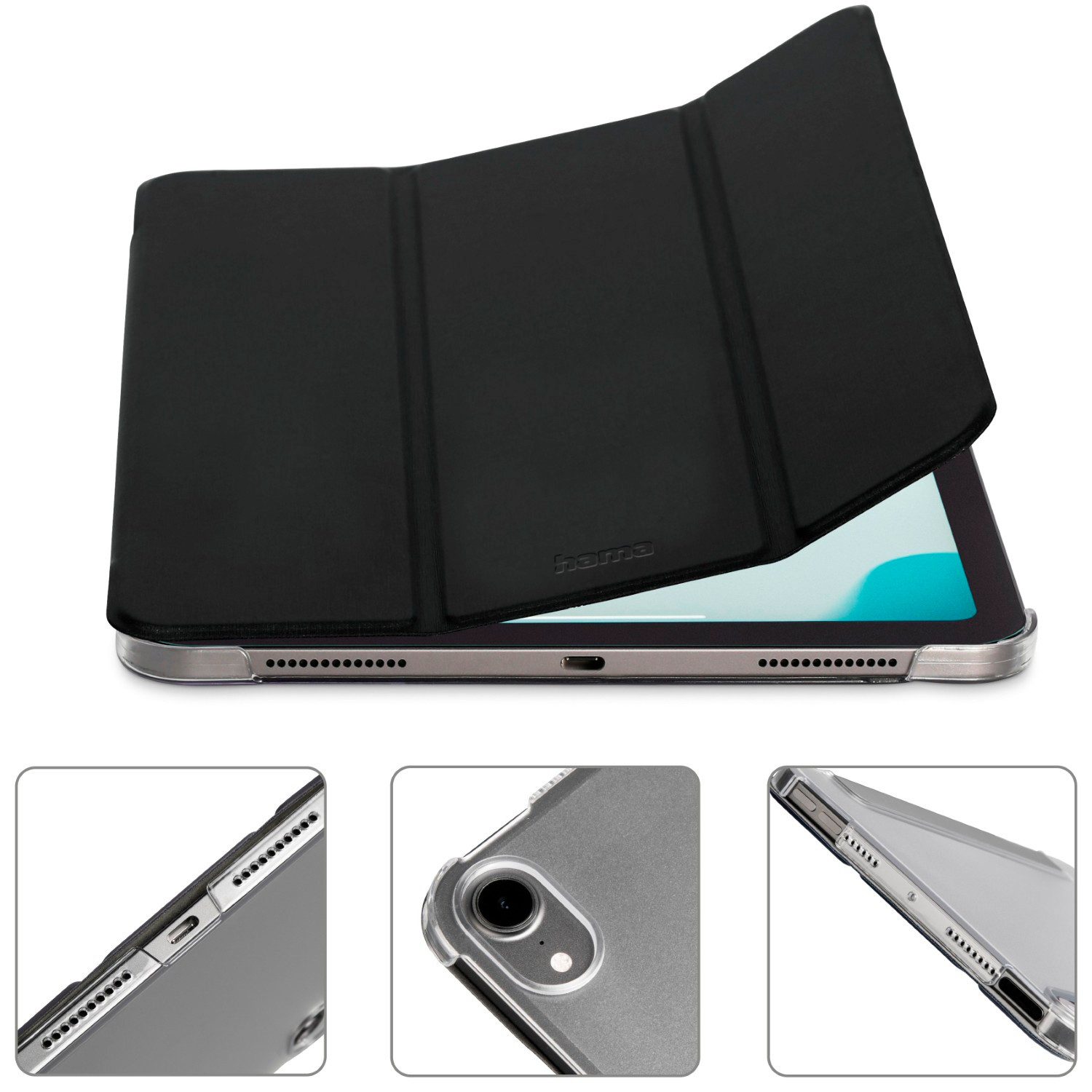 Hama Tablet-Hülle Smart Case Tasche Fold Clear Cover Hülle Schwarz, Standfunktion Magnet-Verschluss für Apple iPad mini 7 2024 6 2021 8,3"