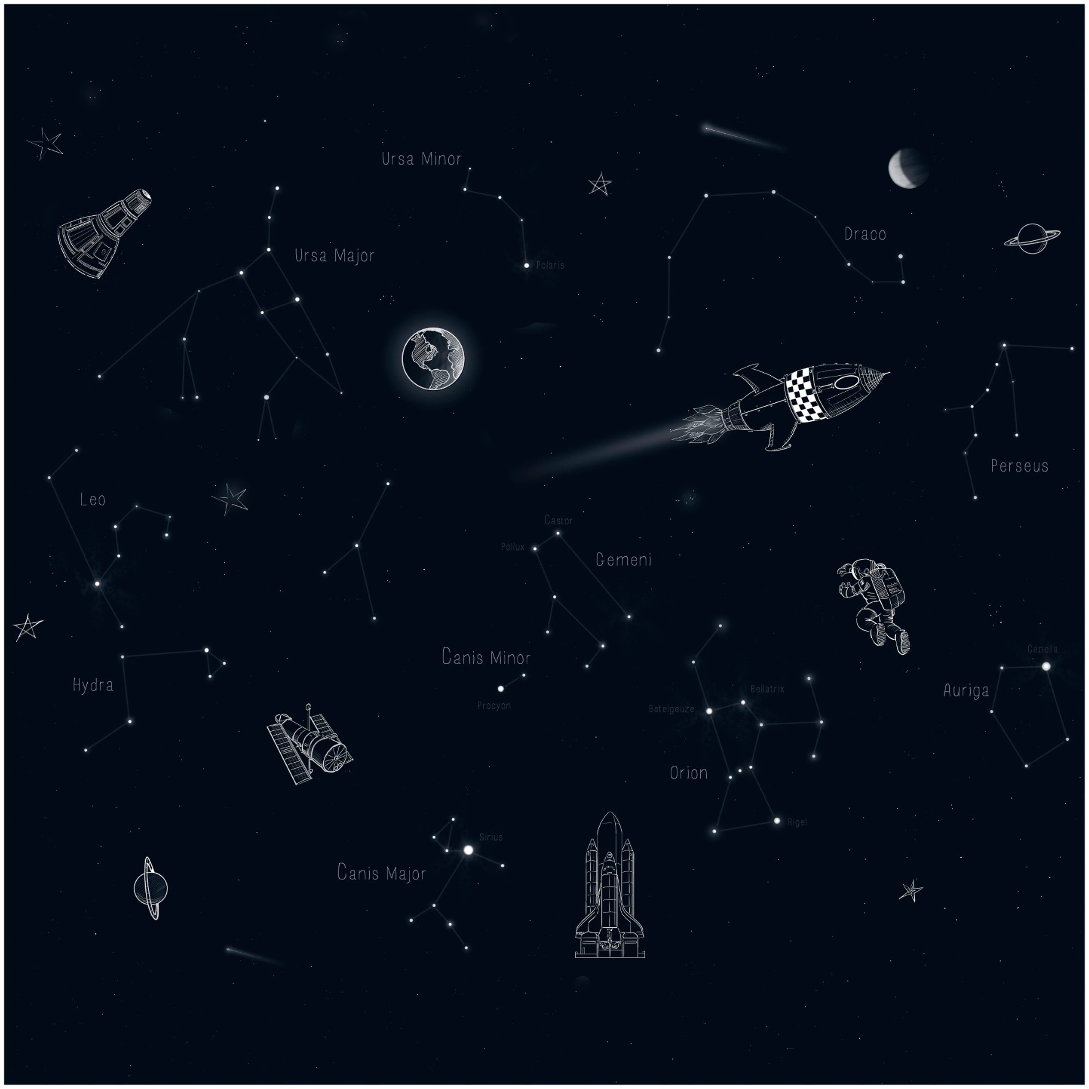 vtwonen Fototapete Universum, glatt, uni, (1 St), Schwarz - 300x300cm