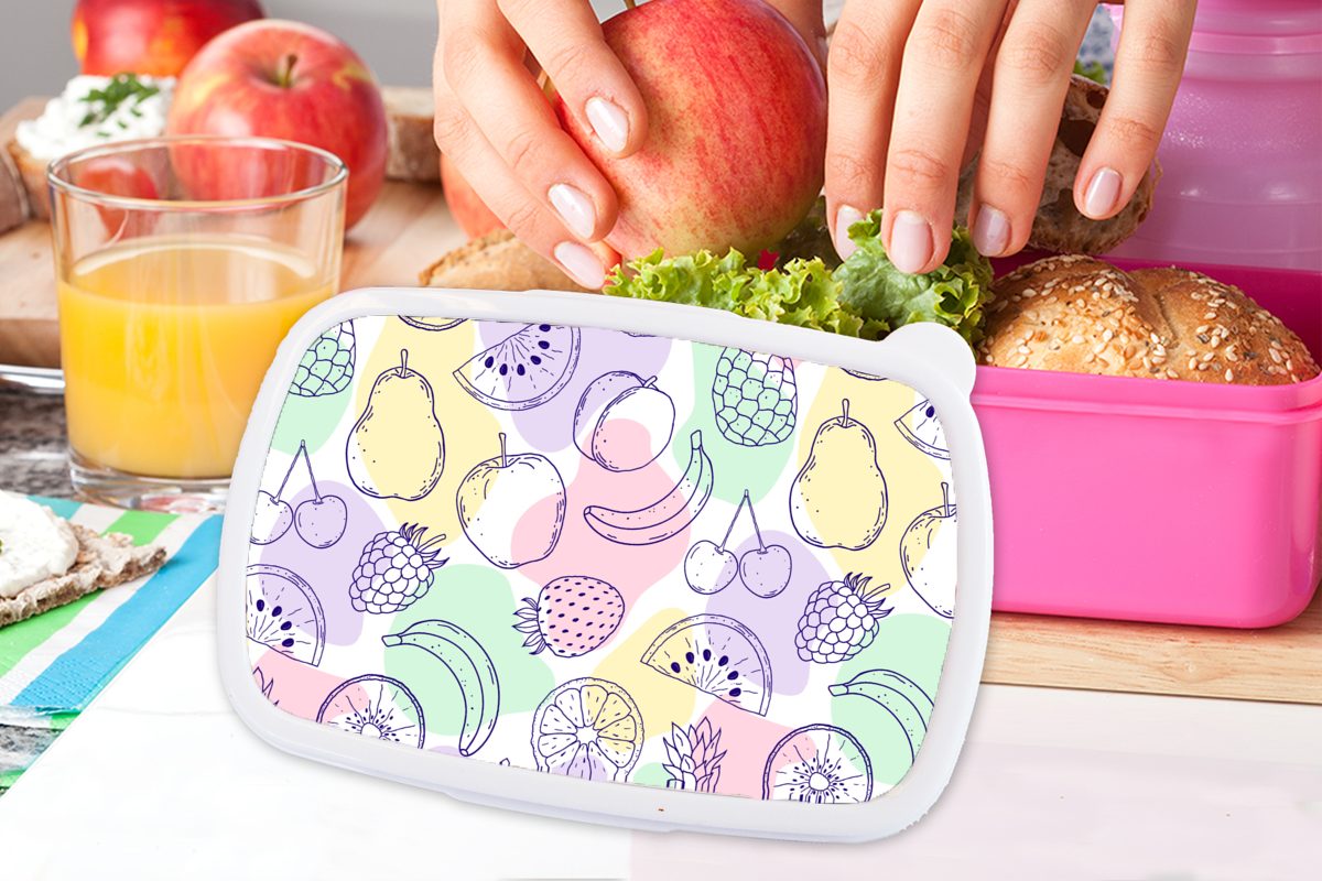 - (2-tlg), rosa Lebensmittel für Brotdose Brotbox Sommer, Muster - Kunststoff, Kunststoff Snackbox, Mädchen, Lunchbox Kinder, MuchoWow Erwachsene,