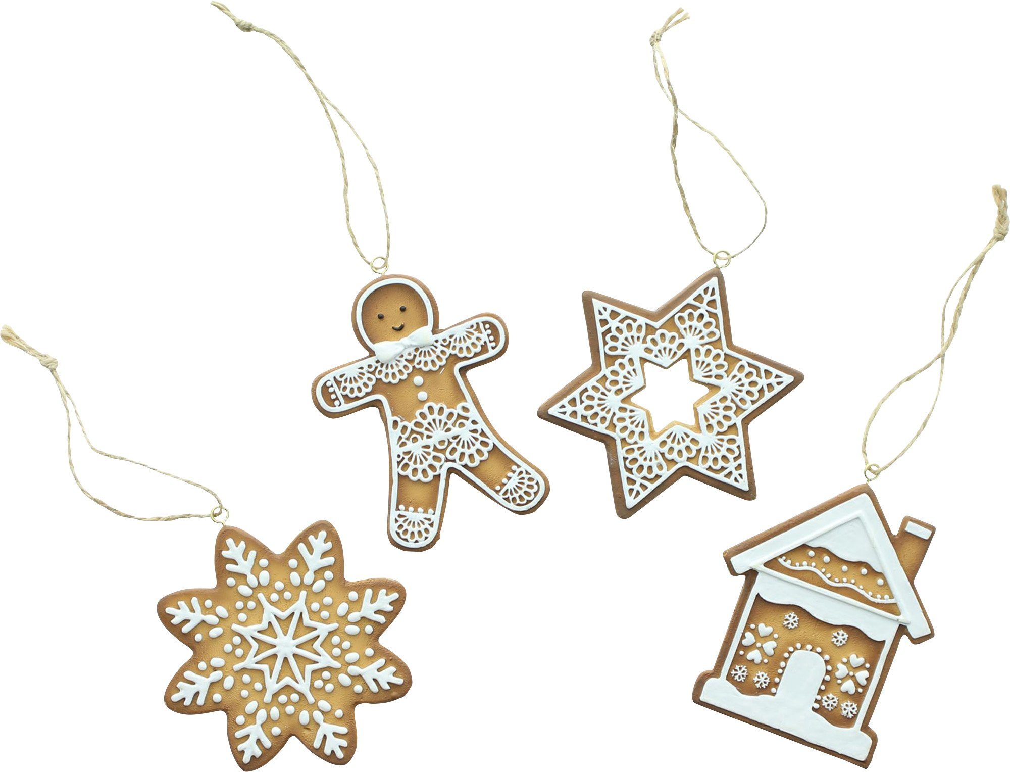 Dekohelden24: 4er Set Keramik-Weihnachtsbäcker Mit Lebkuchen – Süße Dekofiguren Für Die Festzeit