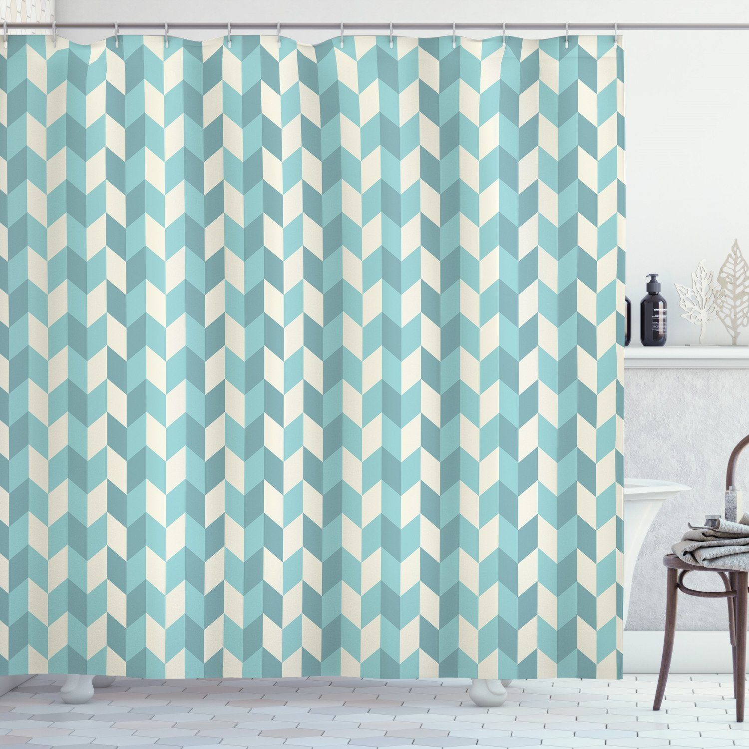 Abakuhaus Duschvorhang Moderner Digitaldruck Mit 12 Haken Auf Stoff Wasser Resistent Breite 175 Cm Hohe 180 Cm Geometrisch Zickzacks In Pastellfarben Online Kaufen Otto