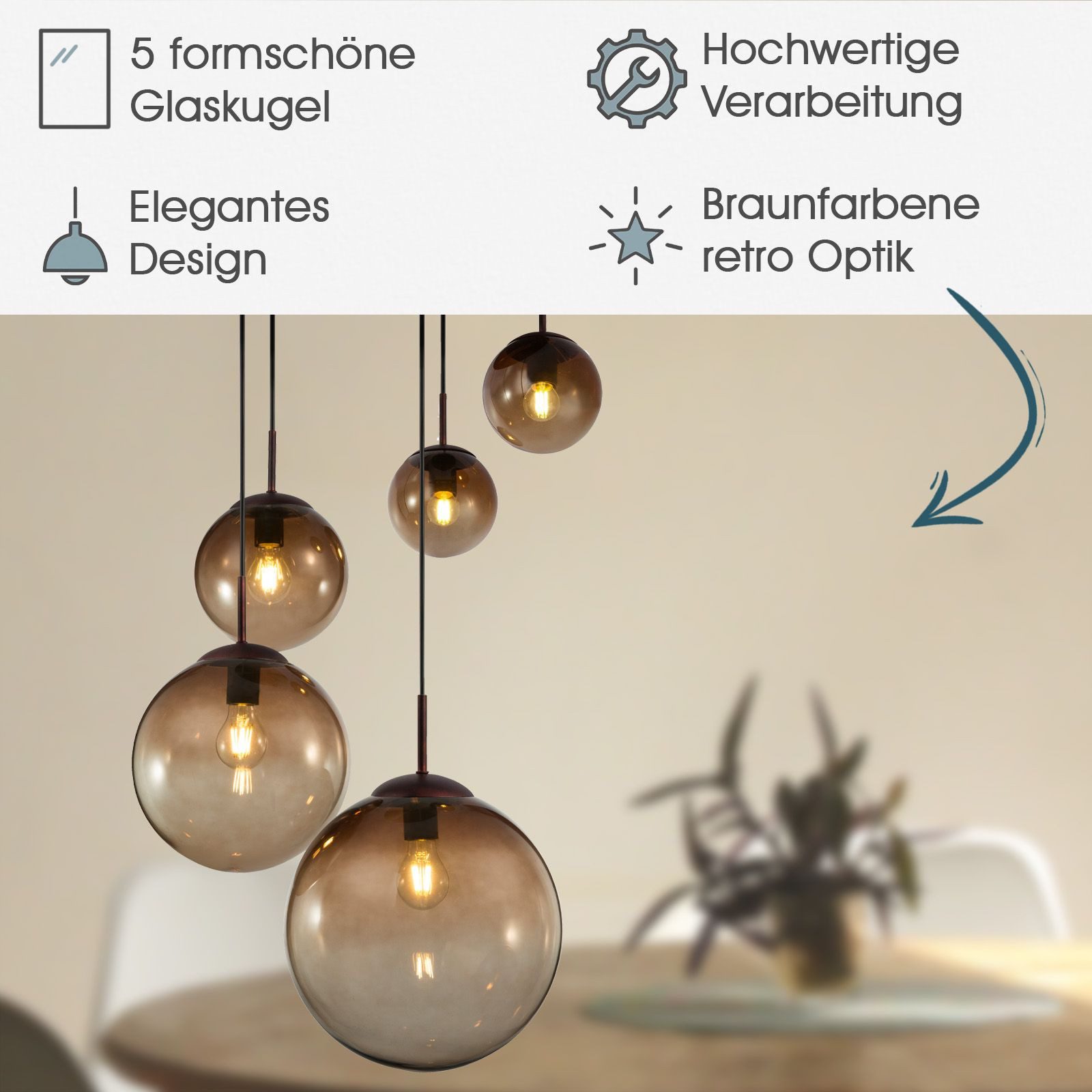 bmf-versand Hängeleuchte Hängelampe Esszimmer Glas Kugeln günstig online kaufen