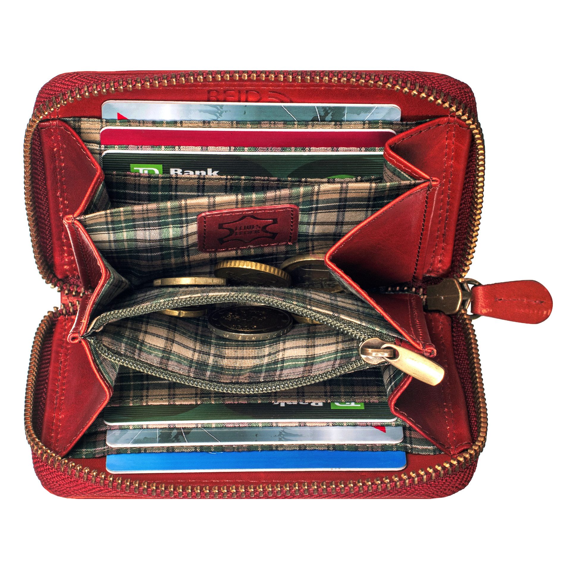 Benthill Geldbörse Klein Leder Mini Geldbeutel Damen RFID Portmonee Slim Portemonnaie, RFID-Schutz Kartenfächer Münzfach Reißverschlussfach – Bild 4 von 5