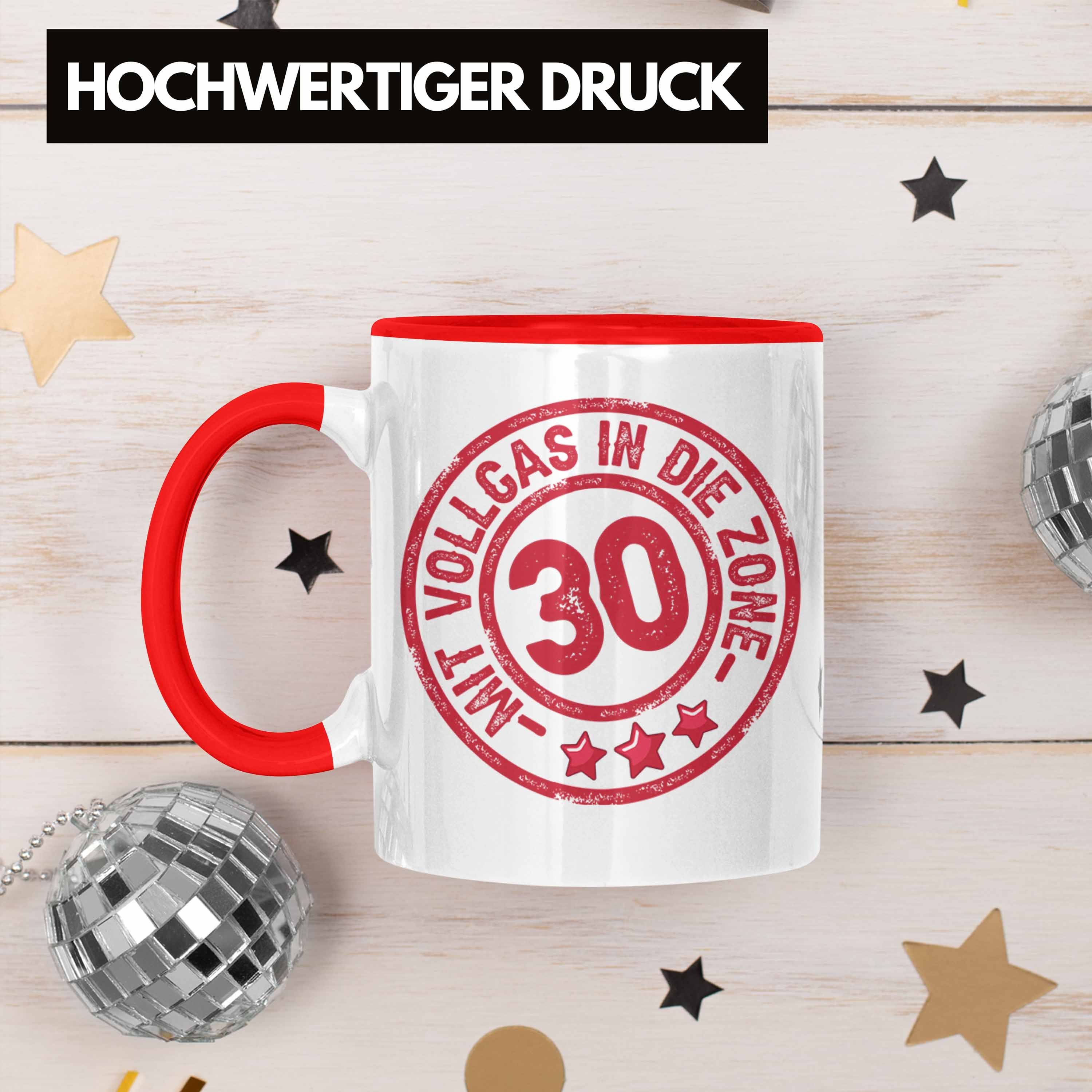 Die Trendation Geschenk Vollgas 30 Geburtstag Tasse Rot Mit Kaffee-Becher 30er Tasse Zon In