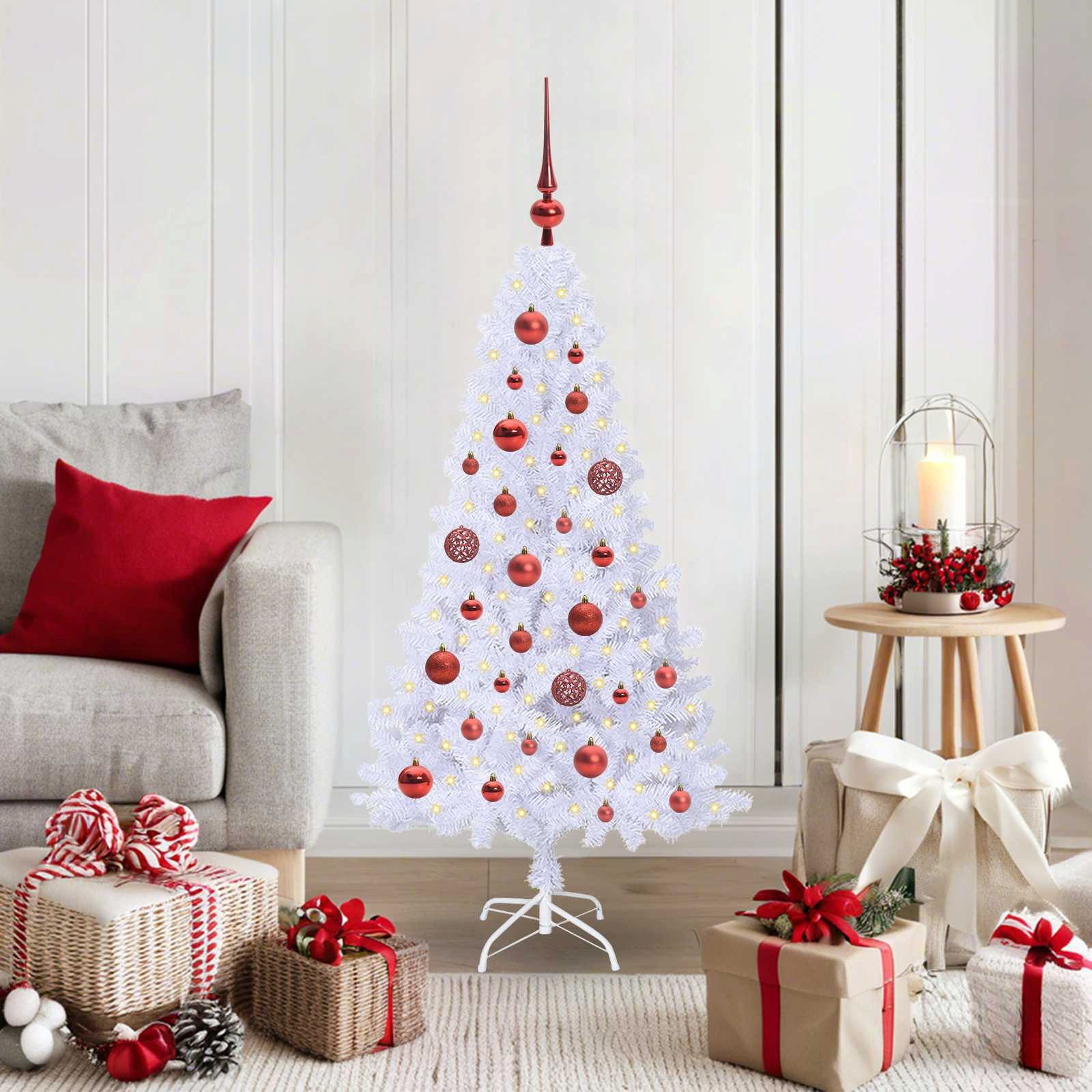 vidaXL Künstlicher Weihnachtsbaum Künstlicher Weihnachtsbaum Weiß 120 cm PVC und Stahl
