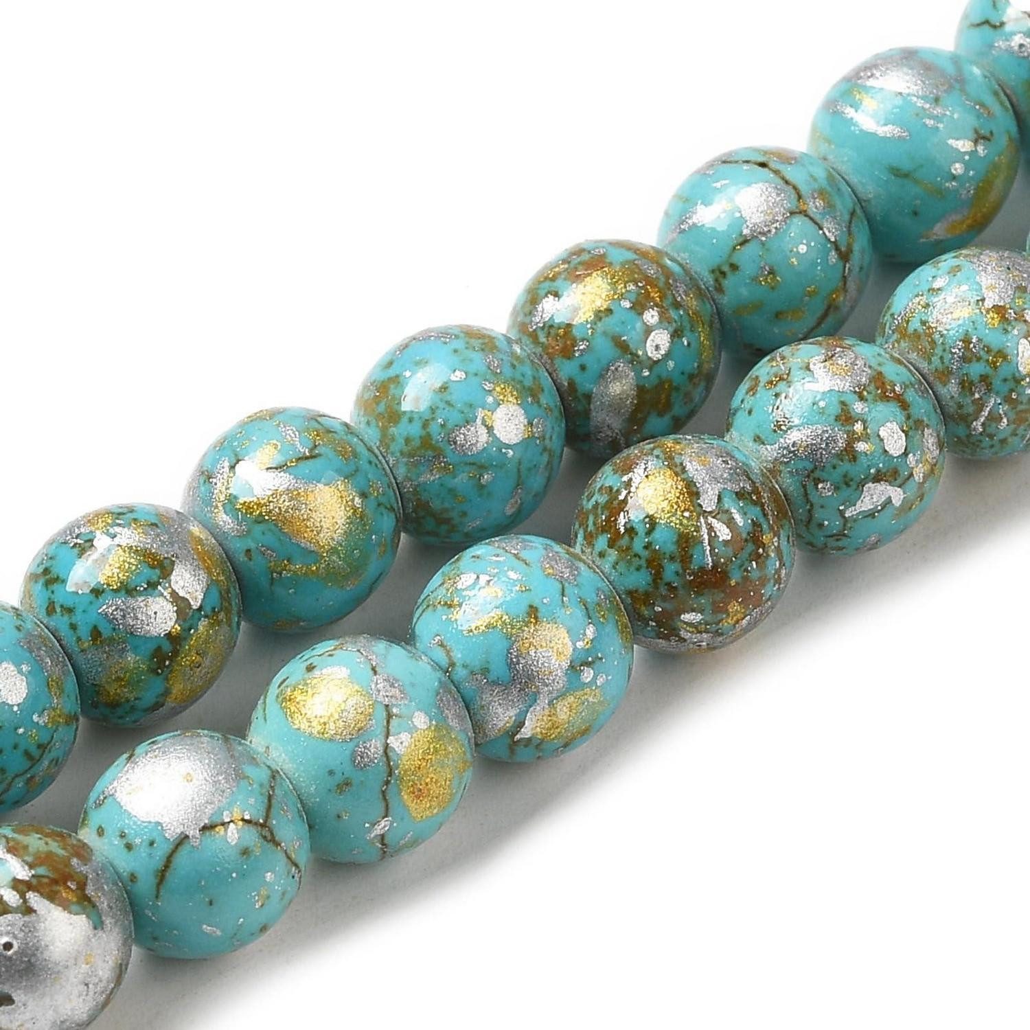 LuxusKollektion Bastelperlen Abstandshalter Perlen Türkis 8mm 50Stück, (50-tlg)