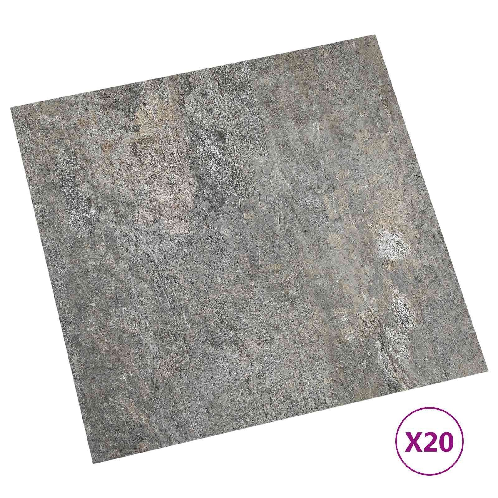 vidaXL Teppichboden Selbstklebende Bodenplanken Steine 30,5 x 30,5 cm 20 Stk. PVC, Quadratisch