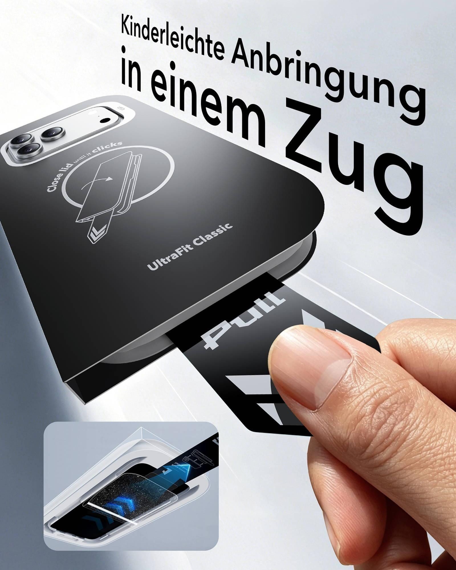 ESR Displayschutzglas Tempered-Glass Displayschutz für das iPhone 18 Pro für Apple iPhone 18 Pro/17 Pro, 9H-Härte, 7-fache Stoßdämpfung, UltraFit Aufbringhilfe – Bild 3 von 5