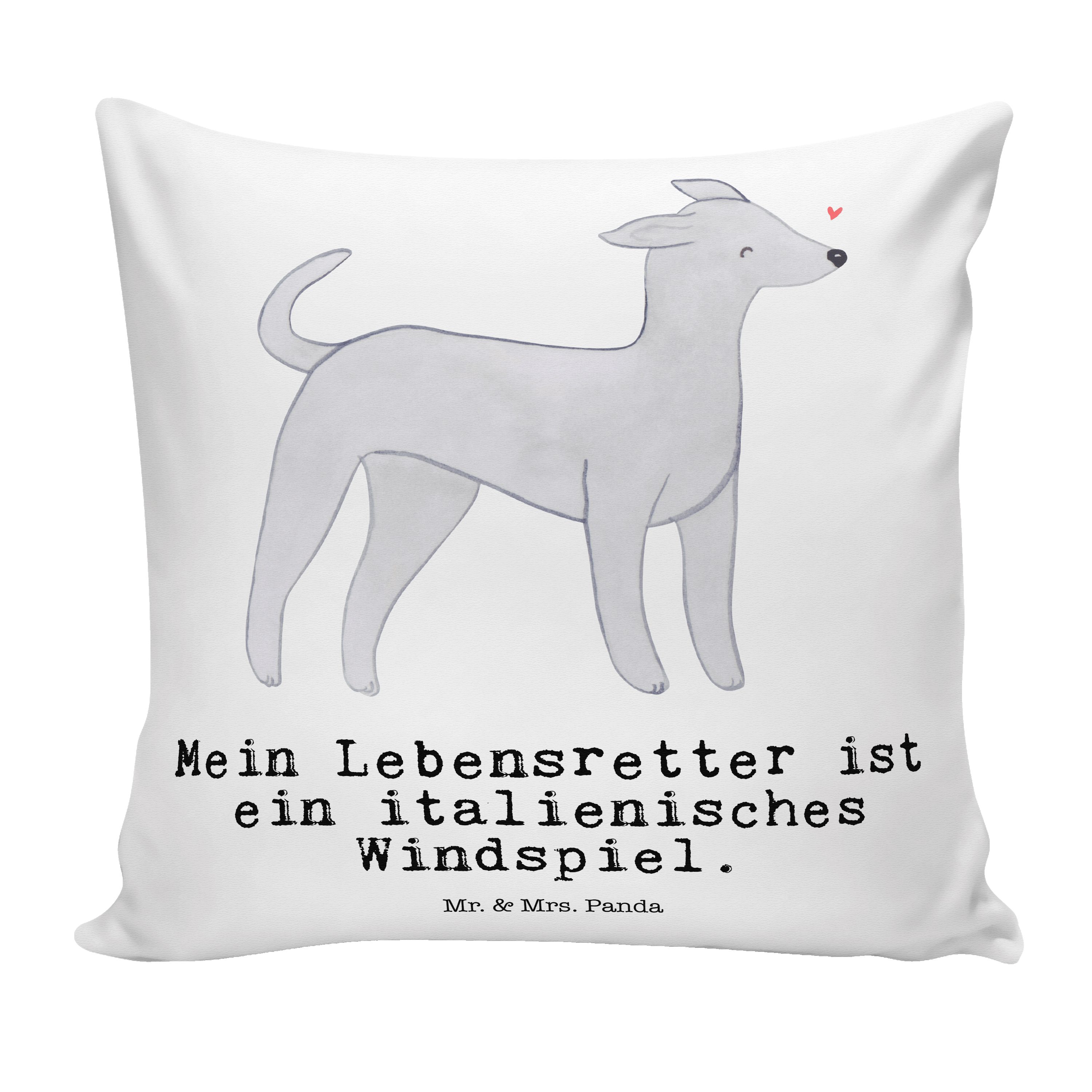 Mr. & Windhund, Lebensretter Weiß Mrs. Panda Italienisches - Dekokissen - Kis Geschenk, Windspiel