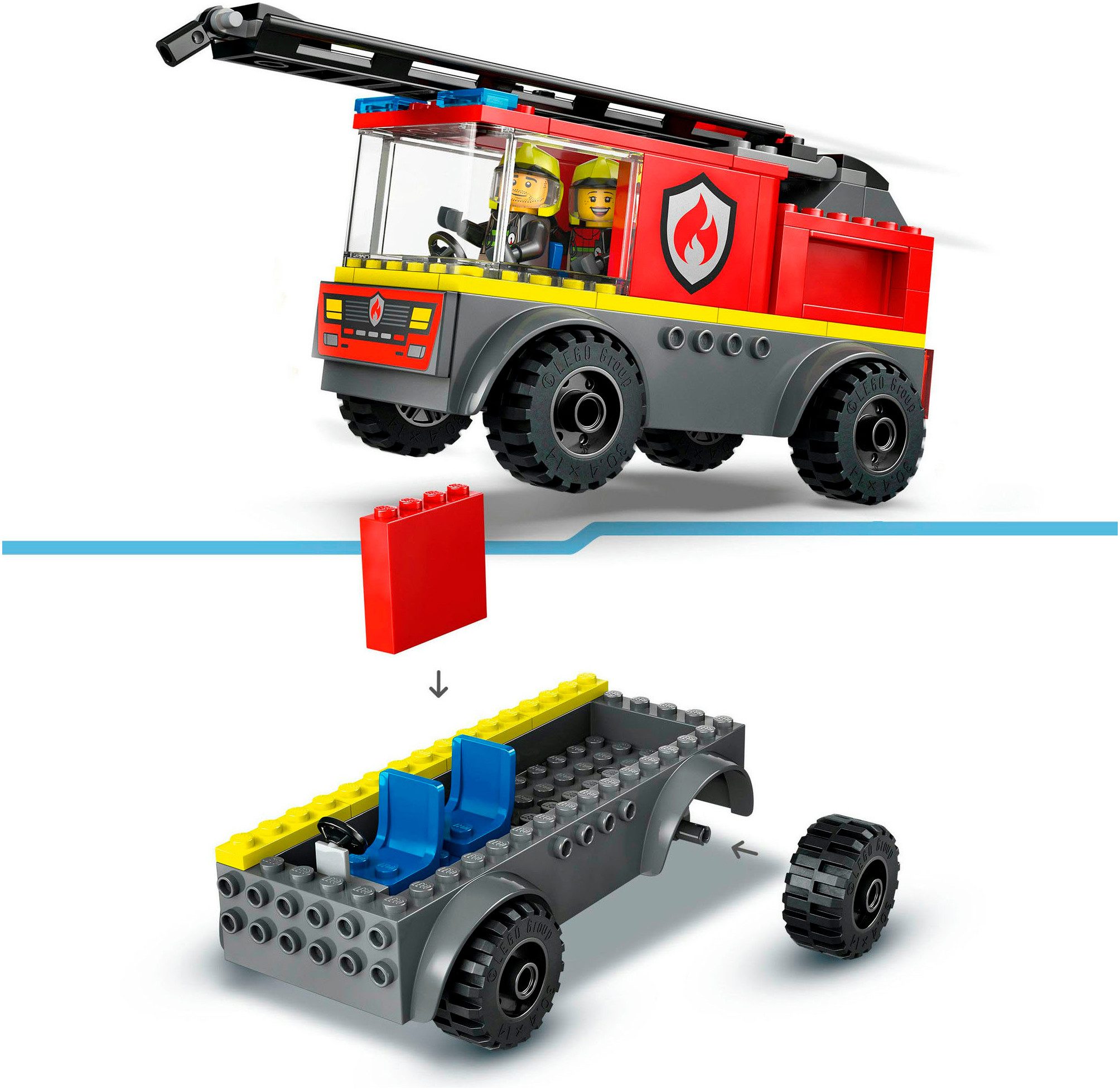 LEGO® Feuerwehrleiterfahrzeug (60463), LEGO City Konstruktionsspielsteine, (82 St), Made in Europe – Bild 4 von 5
