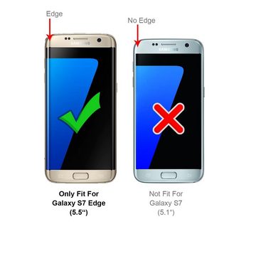 CoolGadget Handyhülle Denim Schutzhülle Flip Case für Samsung Galaxy S7 Edge 5,5 Zoll, Book Cover Handy Tasche Hülle für Samsung S7 Edge Klapphülle