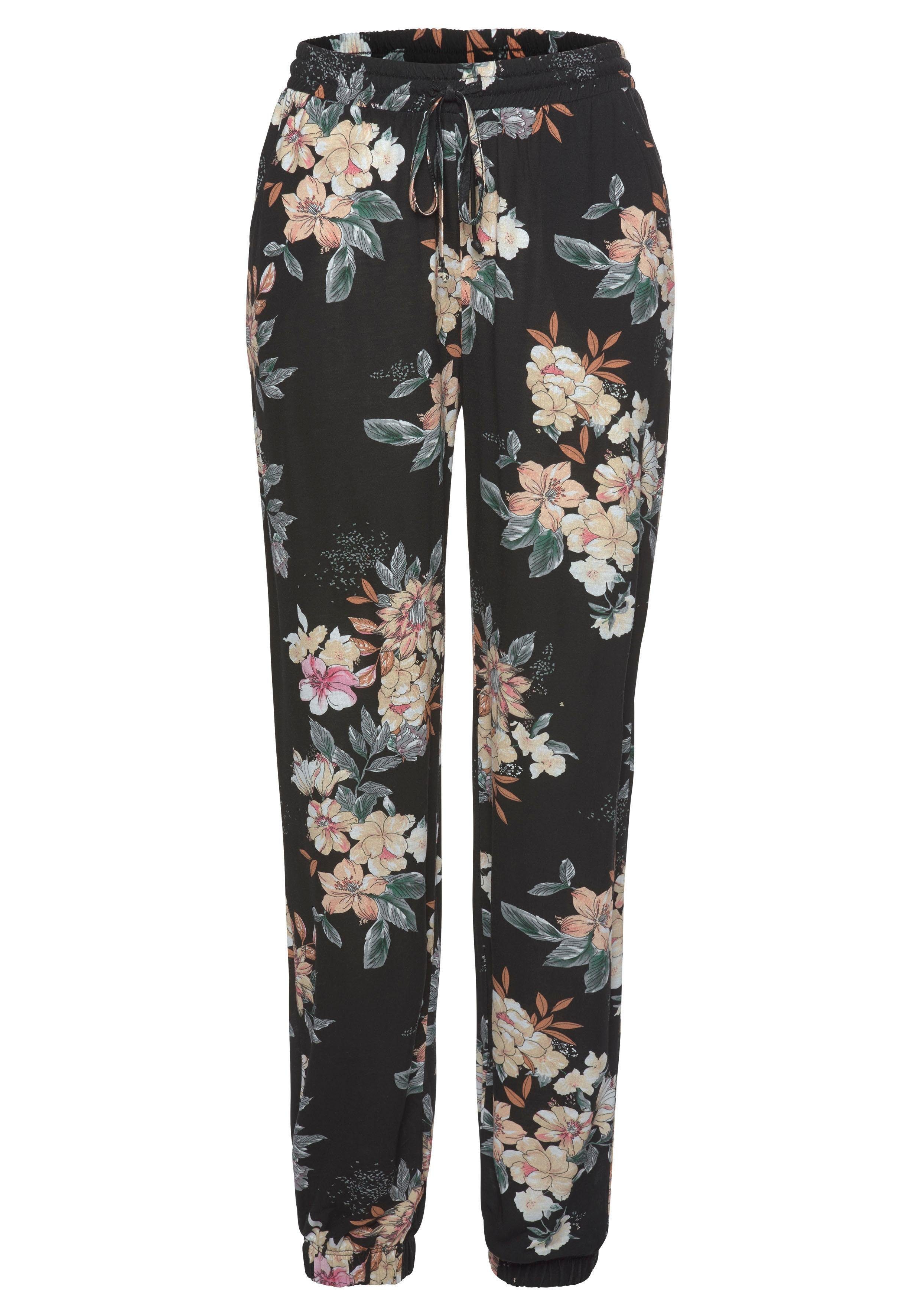 LASCANA Strandhose mit Blumendruck und Taschen, günstig online kaufen