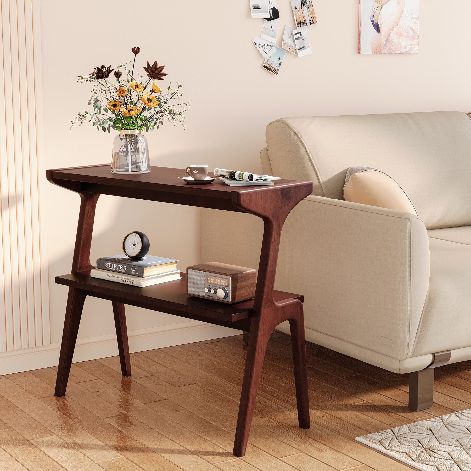 Tribesigns Beistelltisch 2-stöckig Sofatisch,moderner Couchtisch, schmaler Nachttisch aus Holz