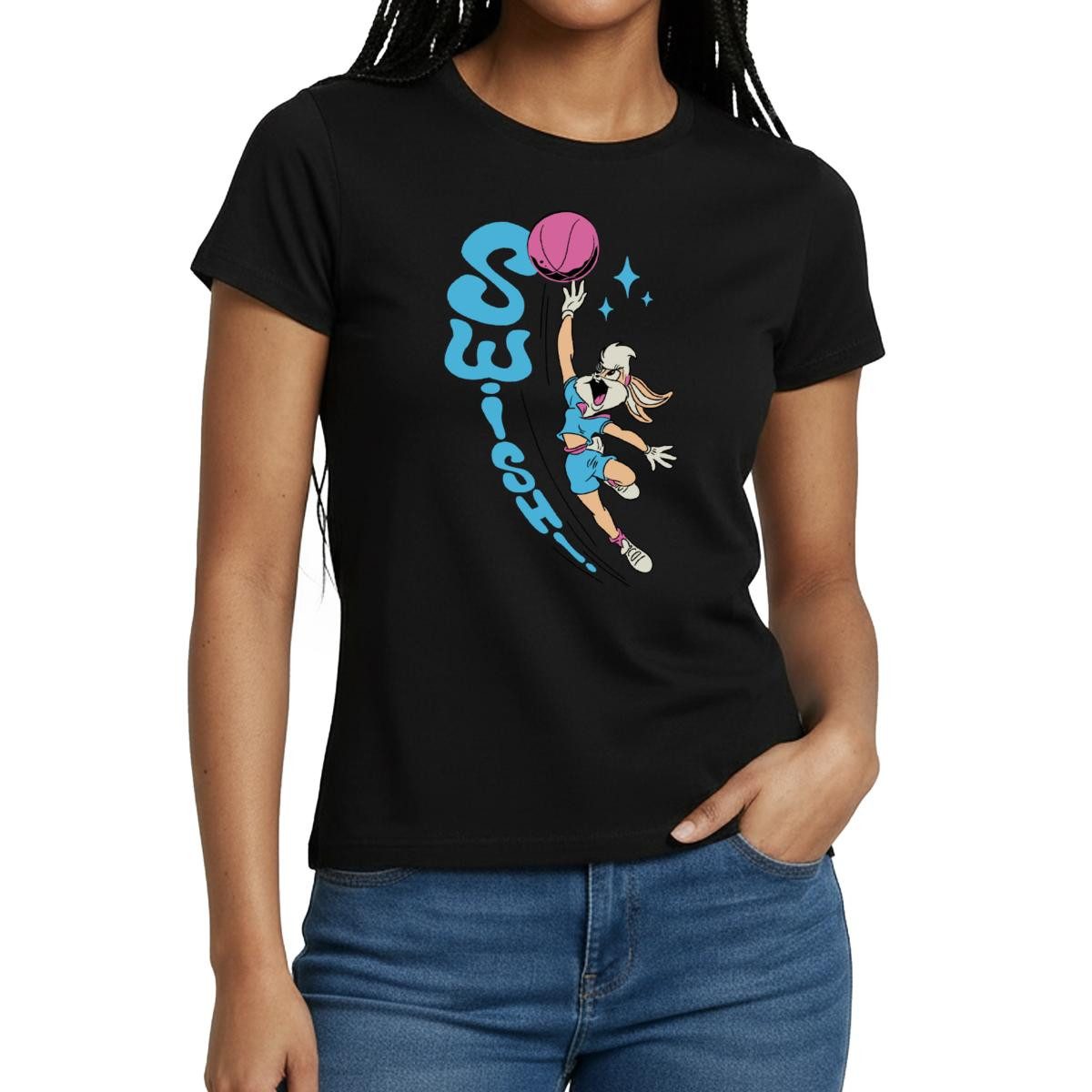 Spreadshirt T-Shirt Looney Tunes Lola Bunny Swish Basketball-Design Frauen T-Shirt (1-tlg) Slim Fit, fällt klein aus