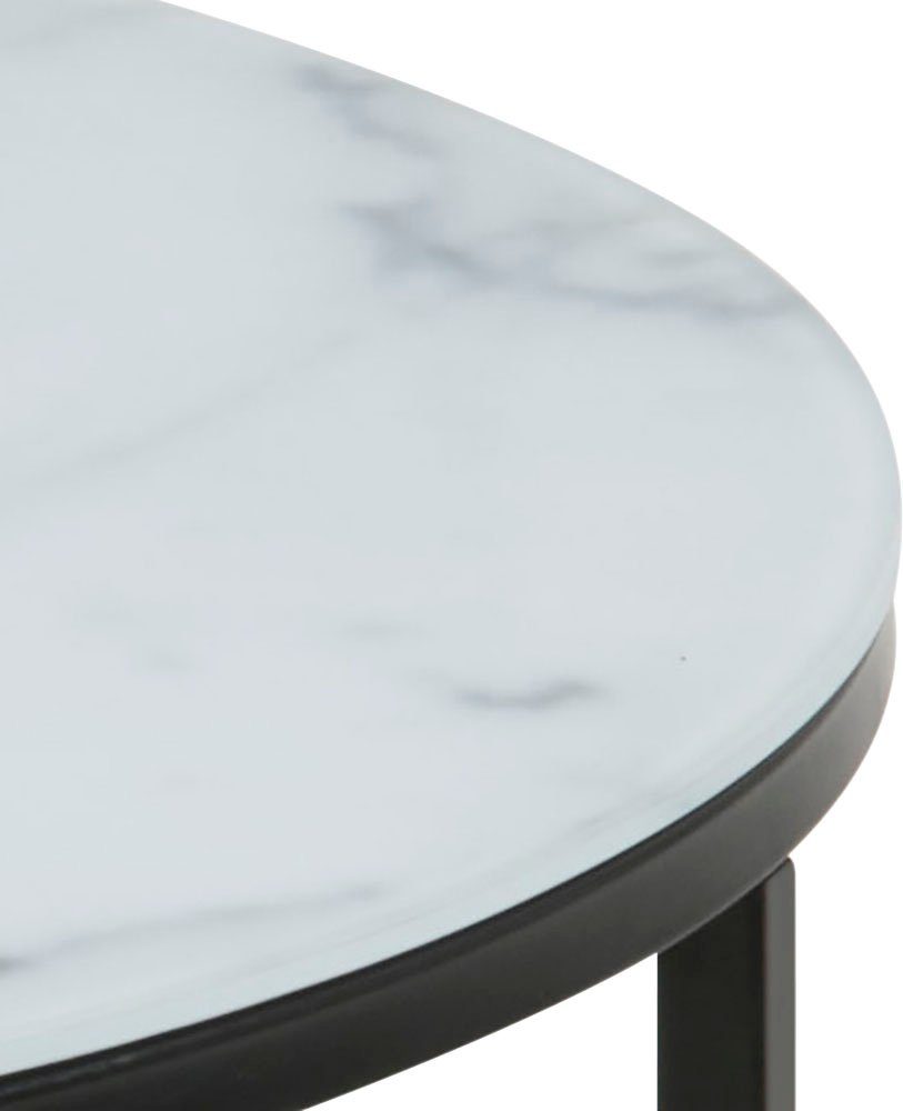 ACTONA Alina, Couchtisch schwarz/weiß 80 Metallgestell, Tischplatte, cm Breite Marmor mit Guangxi GROUP