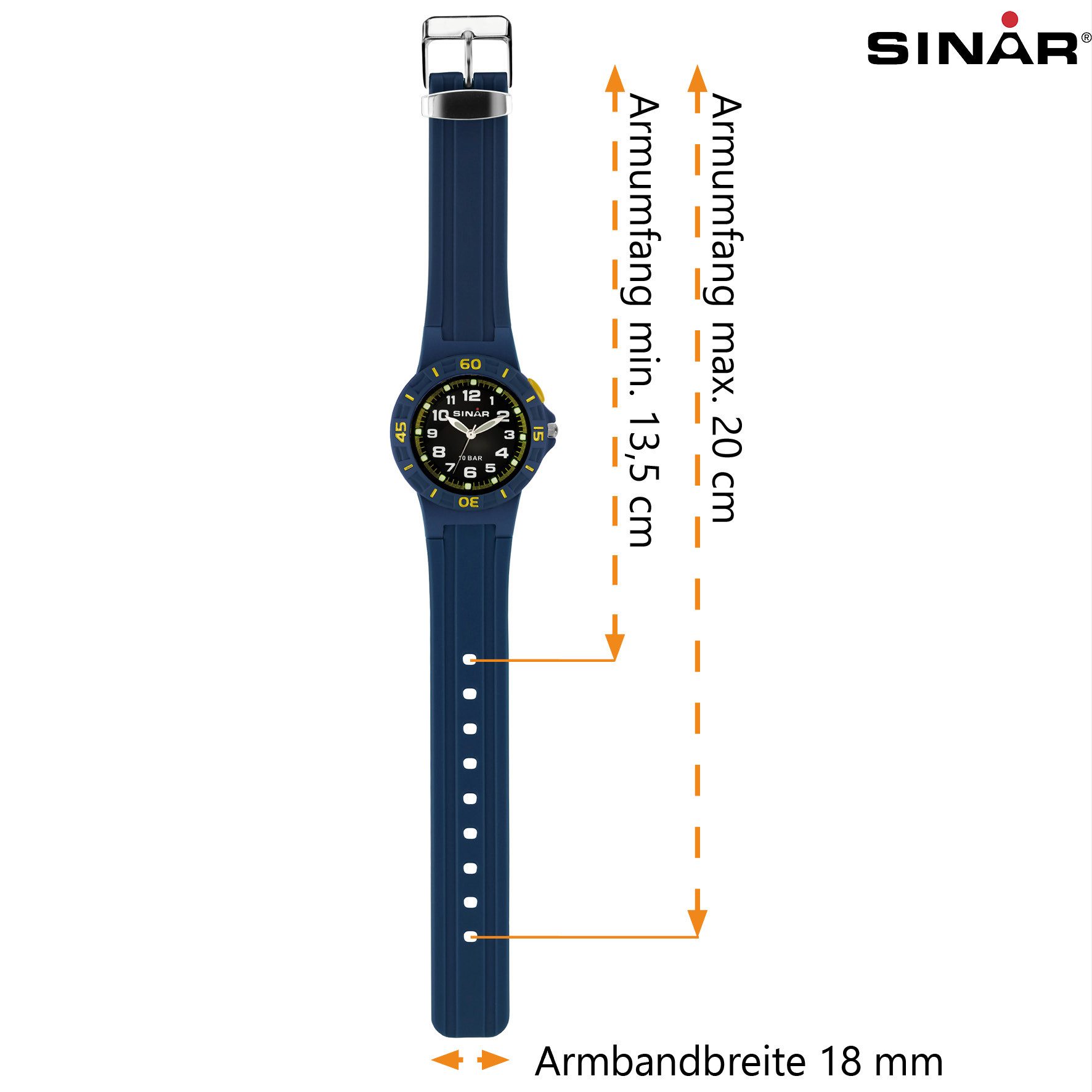SINAR Quarzuhr XB-20 Jugend Armbanduhr Sportuhr PU-Band, analog sportlich modern Geschenkidee Junge Ø 38 mm