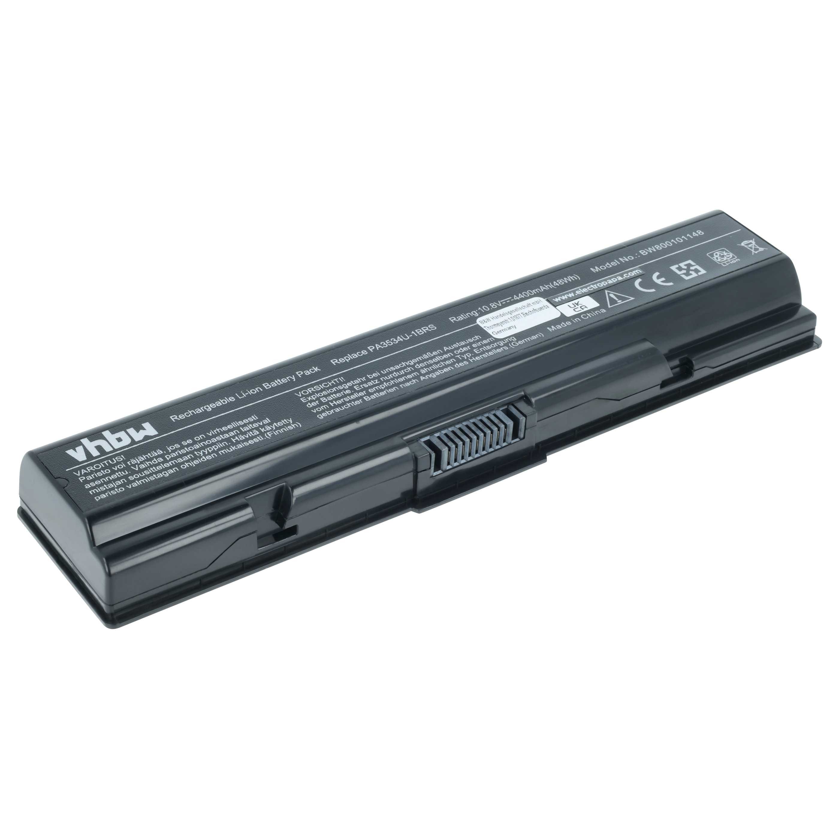 vhbw Akku Ersatz für Toshiba PA3535U-1BAS, PA3533U-1BAS, PA3533U-1BRS, Laptop-Akku Akku Li-Ion 4400 mAh (10,8 V, 1 St), Leistungsfähiger Austausch-Akku für Notebook, Wiederaufladbar, Jede