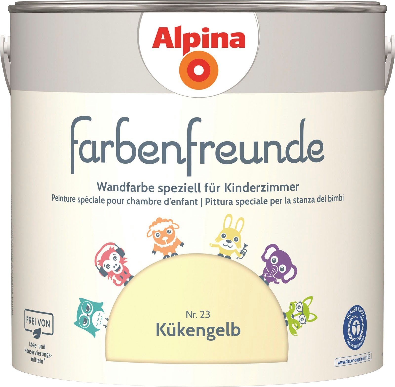 Alpina Wandfarbe farbenfreunde, für Kinderzimmer, matt, 2,5 Liter Kükengelb
