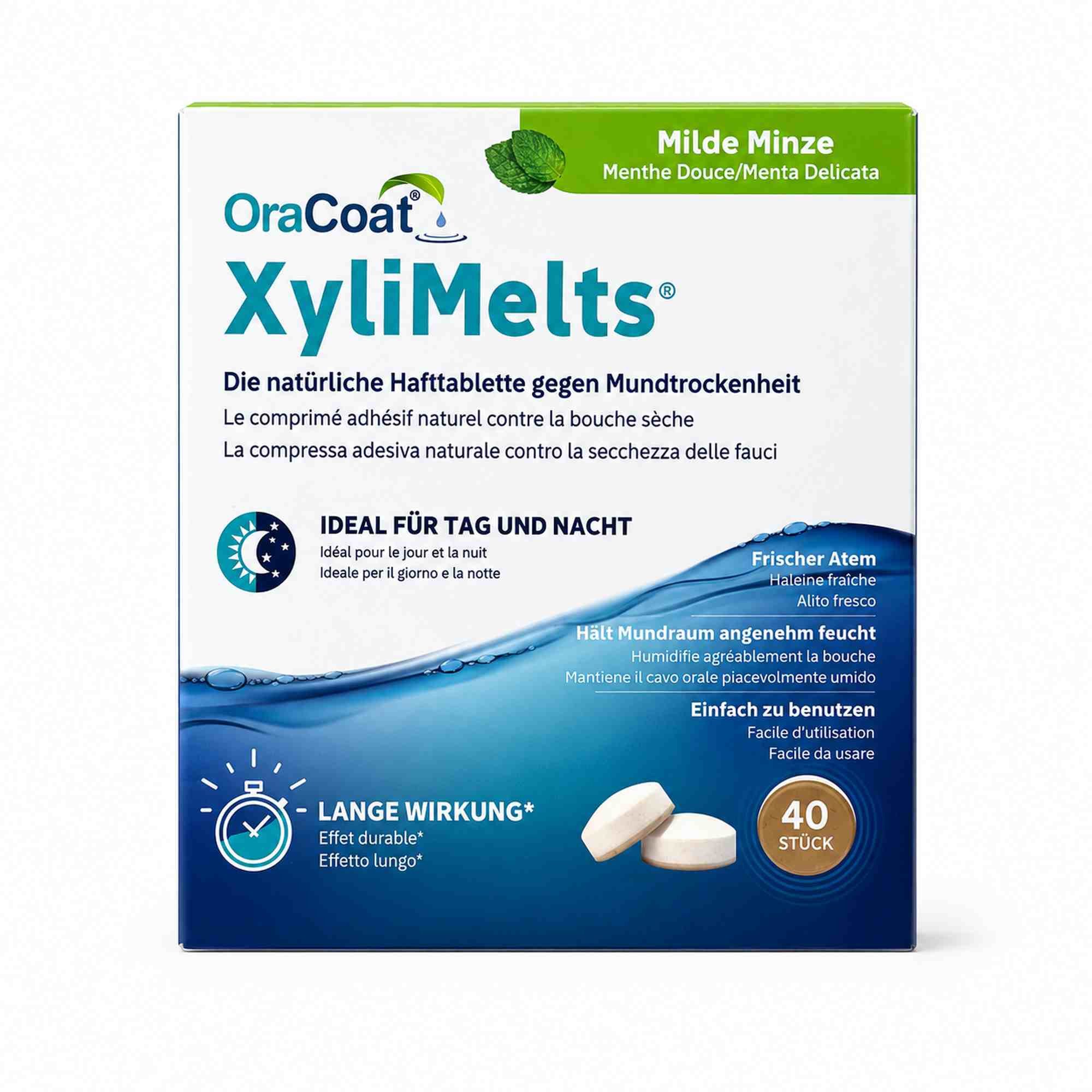 health.On Mundspray XYLIMELTS Hafttabletten milde Minze OraCoat 40 Stk.