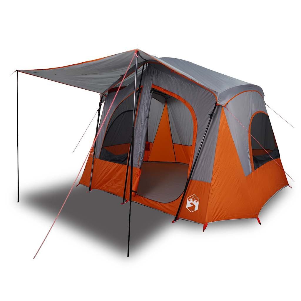 Kuppelzelt Campingzelt 5 Personen Grau und Orange Wasserdicht